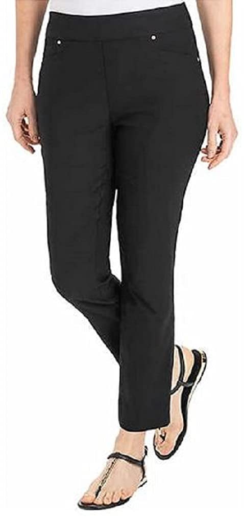 Hilary Radley Women's Ankle Pants - Pull On Style (Black, Large) for Work & Travel