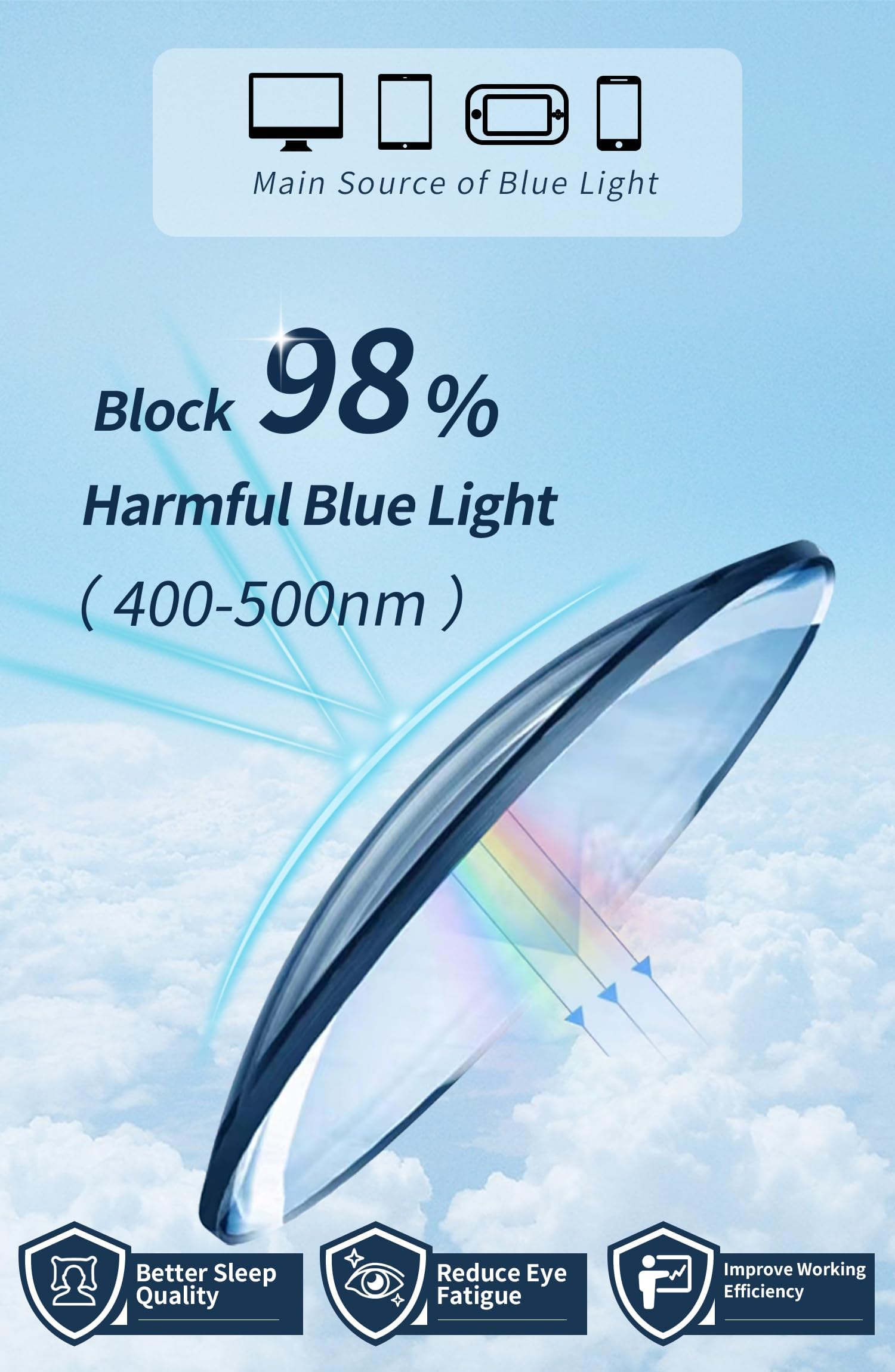 Blue Light Blocking Glasses for Women - Oversized Square Thick Frame Computer & Gaming Glasses - Reduce Eye Strain for Work, Reading & Screen Time