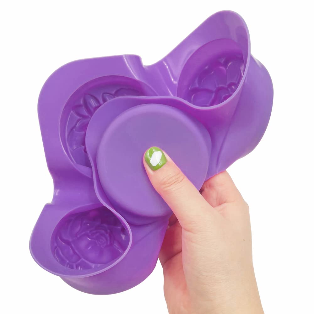 2 PCS SENHAI Silicone Soap Molds Set - 4 Cavity Sun & Moon Face Molds & 4 Cavity Flower Shapes Molds for DIY Soap Making, Homemade Lotion Bars, Cake Decorating, Chocolate & Pudding - Perfect for Crafting, Gifts & Home Baking