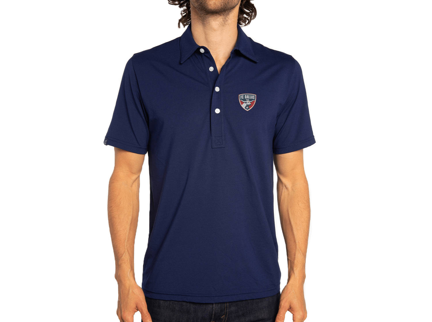 FC Dallas Performance Range Polo Shirt with Embroidered Badge - Navy Blue - Men's Athletic Fit for Soccer Training & Casual Wear