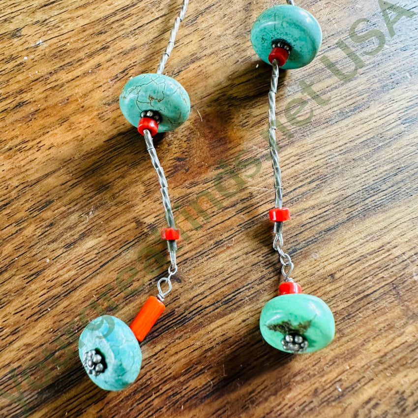 Sterling Silver Heishi Turquoise Lariat Necklace - Handmade Boho Jewelry for Women | Perfect for Layering, Everyday Wear & Special Occasions