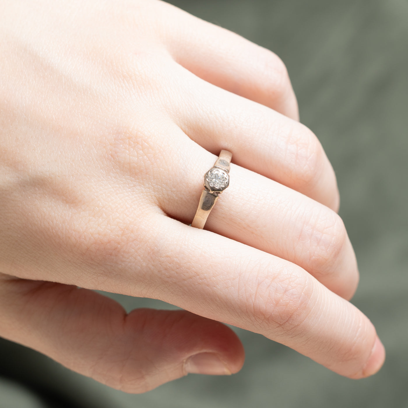 0.22ct Solitaire Bezel Set Diamond Ring - Size 8.75 | Elegant Wedding Band, Anniversary Gift & Engagement Ring for Women