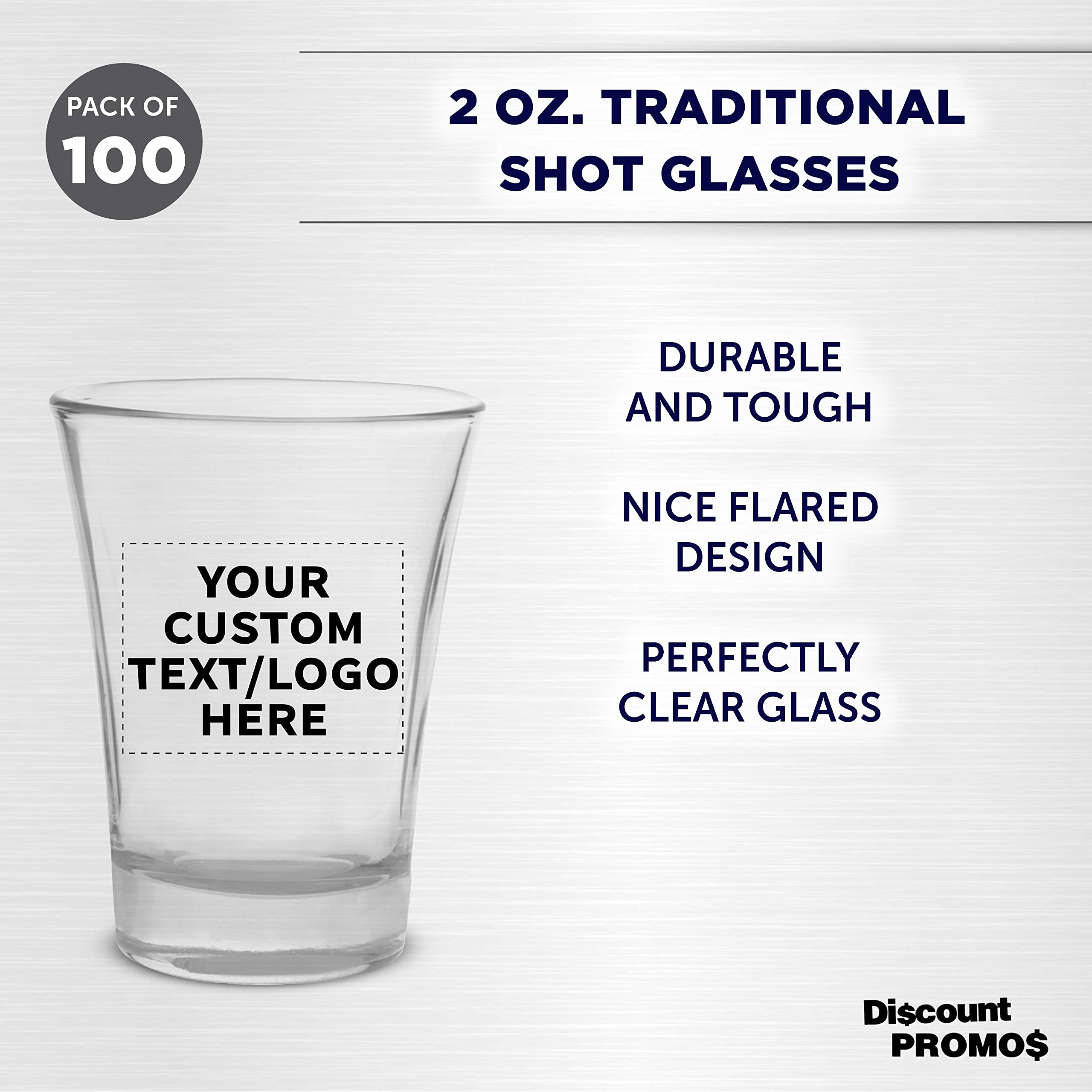 Custom 2 oz Shot Glasses Bulk Set of 100 - Personalized Barware for Weddings, Parties & Gifts - Clear Glass Drinking Cups - Perfect for Bachelor Parties, Birthday Celebrations & Corporate Events