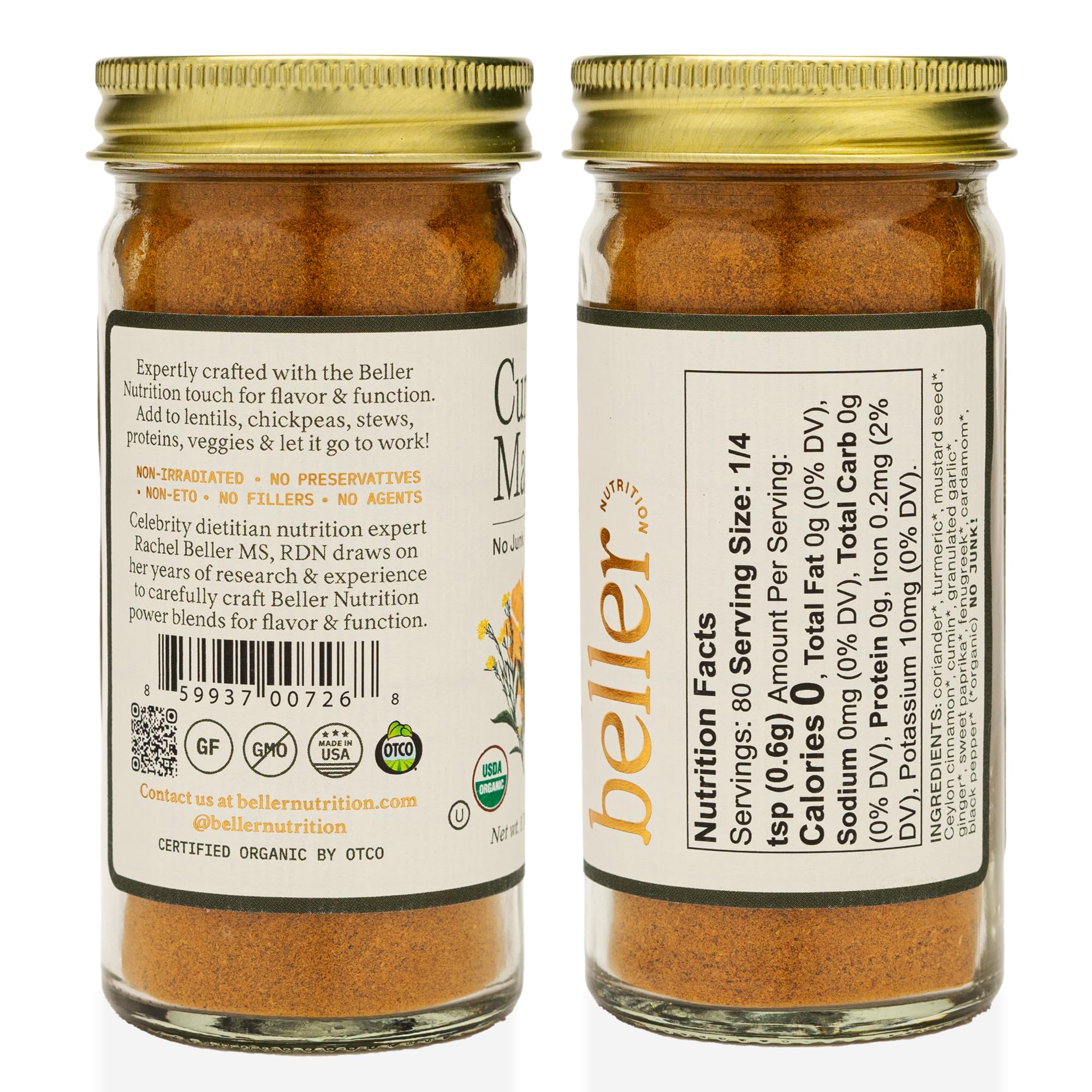 Organic Curry Magic Spice Blend Seasoning 1.7 oz | Premium Indian-Inspired Flavor | Rachel Beller Nutrition Power Spicing | Perfect for Soups, Rice Dishes & Meat Marinades