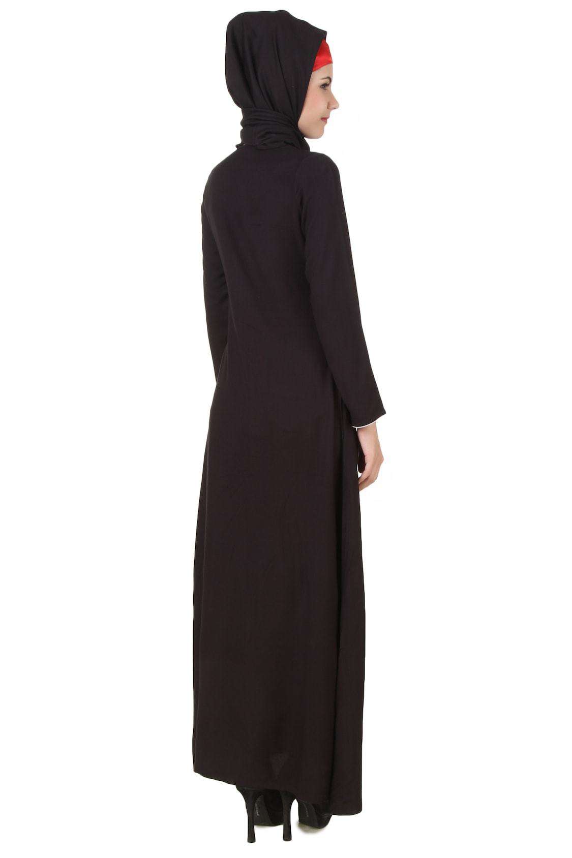 Batrisyia Black Rayon Abaya - Modest Muslim Prayer Dress for Women | Perfect for Prayer, Mosque & Special Occasions