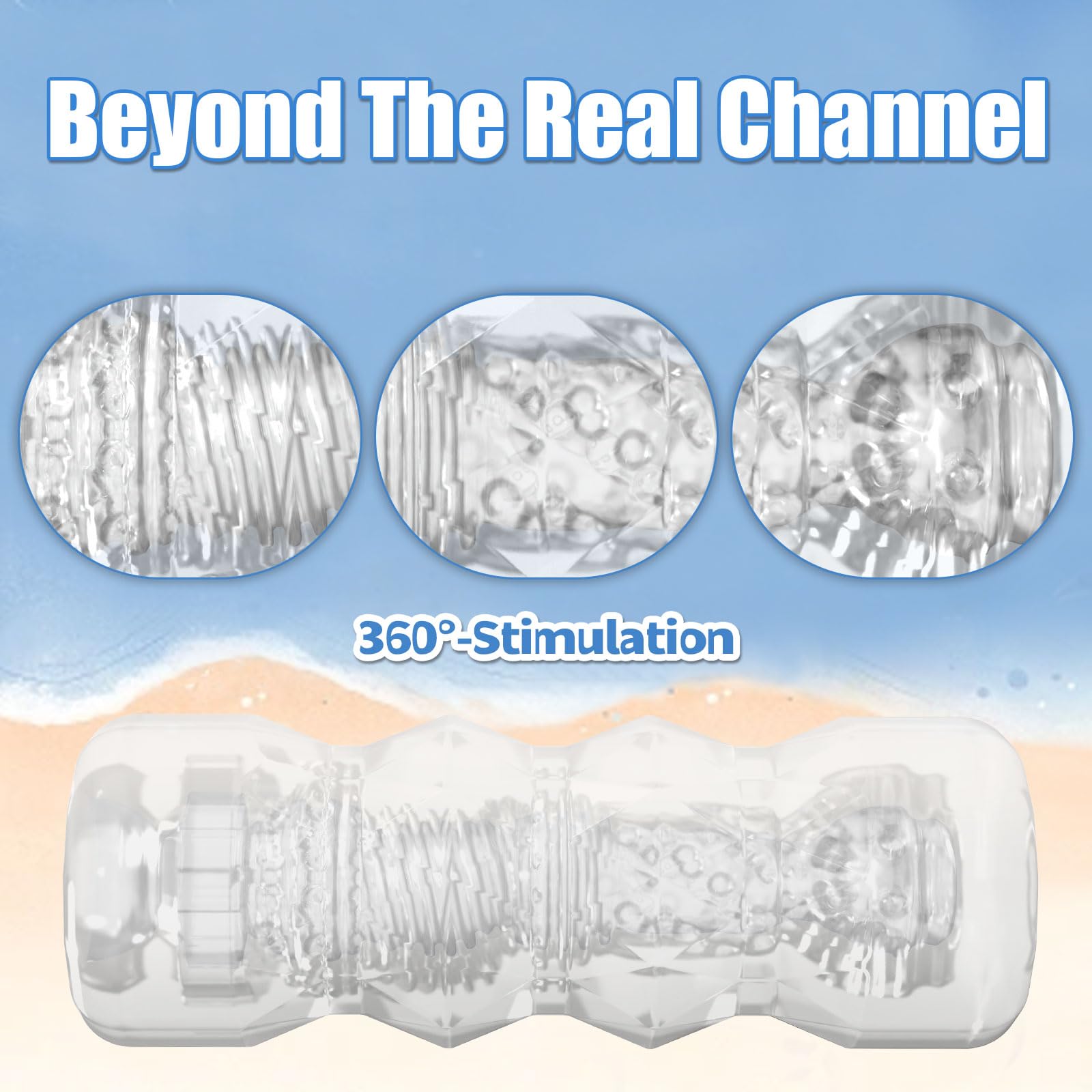 Realistic Transparent Male Masturbator - TPE Pocket Pussy Stroker with 3D Textured Sleeve for Enhanced Pleasure | Penis Training & Blowjob Simulation Sex Toy for Men | Includes Storage Box | Perfect for Solo Play & Couples Foreplay (Transparent)