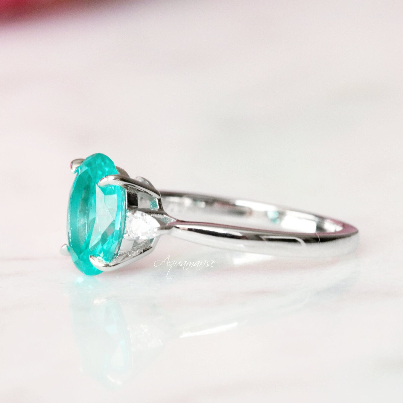 Elegant Elena Paraiba Tourmaline Ring in Sterling Silver - Perfect for Weddings, Anniversaries & Special Occasions