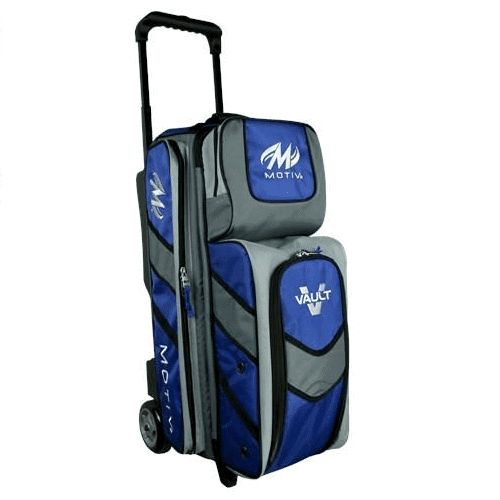 Motiv Vault Triple Roller Bowling Bag - Durable 3 Ball Roller with Wheels for Easy Transport | Perfect for League Play, Tournaments & Practice Sessions (Blue)