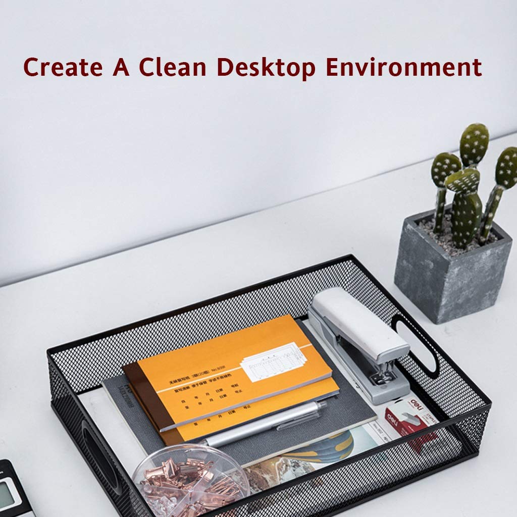 Metal Mesh Letter Size Desk Tray Organizer - Stackable Paper File Holder with Bottom Support for Office, Home & School Document Organization | Perfect for Bills, Mail, Folders & Office Supplies