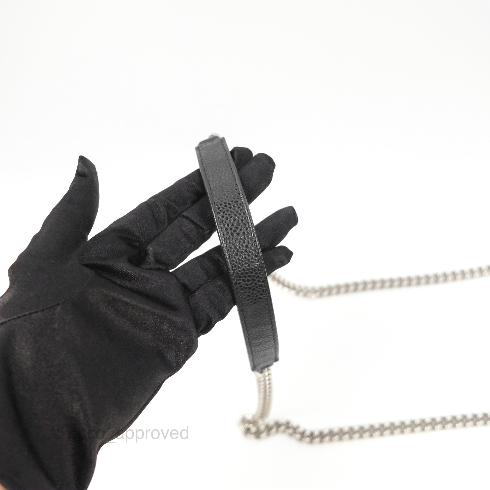 Chanel Chevron Boy Wallet on Chain WOC Black Caviar Leather with Silver Hardware - Luxury Crossbody Bag for Women, Perfect for Evening Parties & Date Nights