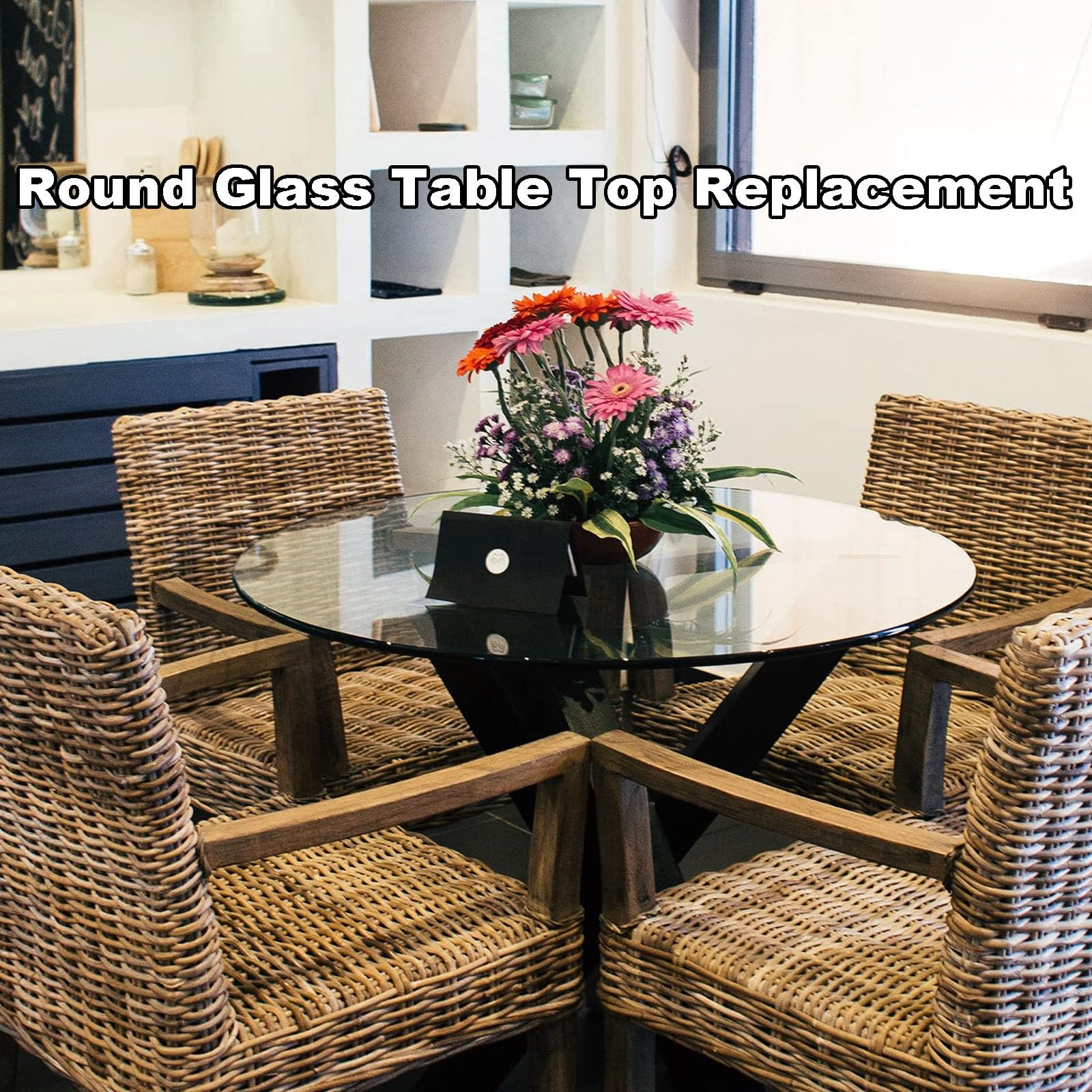 SAGIDAR Round Tempered Glass Table Top - 15IN 20IN 30IN 35IN 40IN Clear Glass for Outdoor Garden, Coffee & Wood Tables - Perfect for Patio, Dining & Living Room Decor