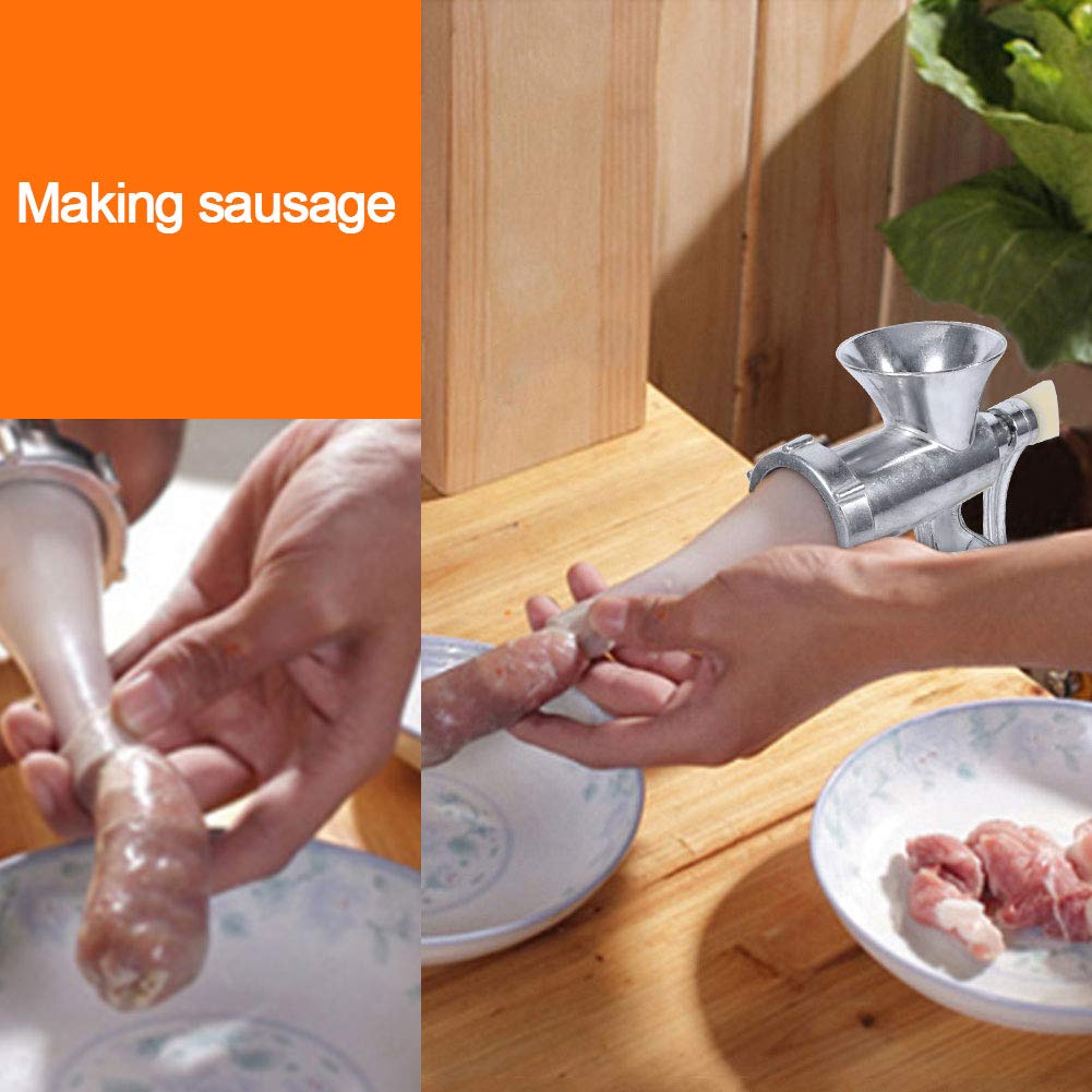 Premium Manual Meat Grinder - Heavy Duty Aluminum Alloy Hand Crank Sausage Stuffer & Beef Mincer - Perfect for Home Kitchen, Camping, and Sausage Making Accessories