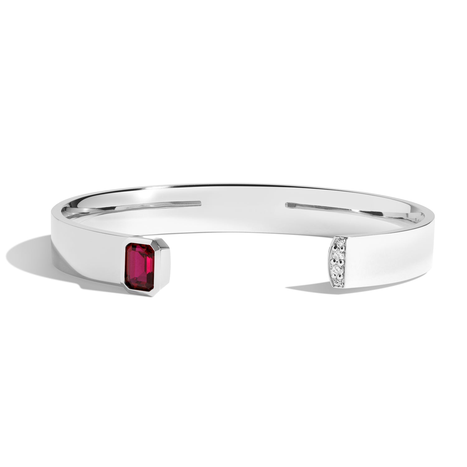 Emerald Cut Cuff Bracelet with Pavé Diamonds - Elegant Jewelry for Women, Perfect for Weddings, Parties & Special Occasions