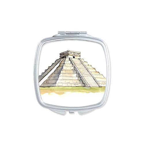 DIYthinker Portable Double-Sided Compact Mirror with Mayan Pyramid Design - Travel Makeup Mirror, Handbag Essential for Women | Perfect for Home, Office & Travel Cosmetics