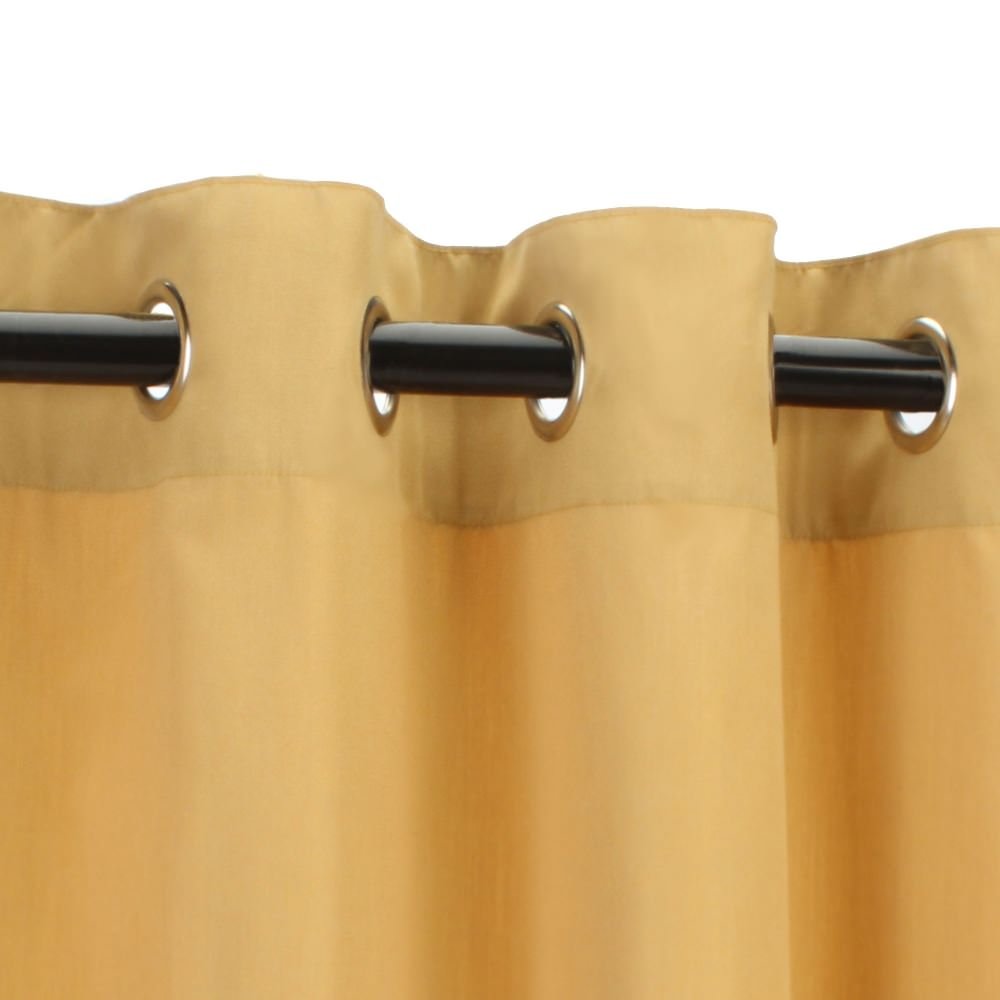 DFO Wheat Sunbrella Outdoor Curtain with Nickel Grommets - 96 Inch Long Waterproof Patio Curtains for Deck, Porch & Sun Protection