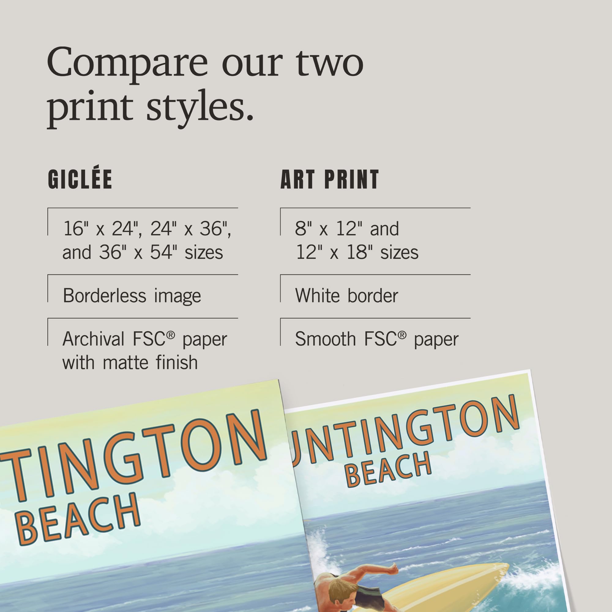 Lantern Press 16x24 Inch Giclee Art Print - Huntington Beach California Surf Scene | Tropical Coastal Wall Decor for Beach House, Living Room & Office
