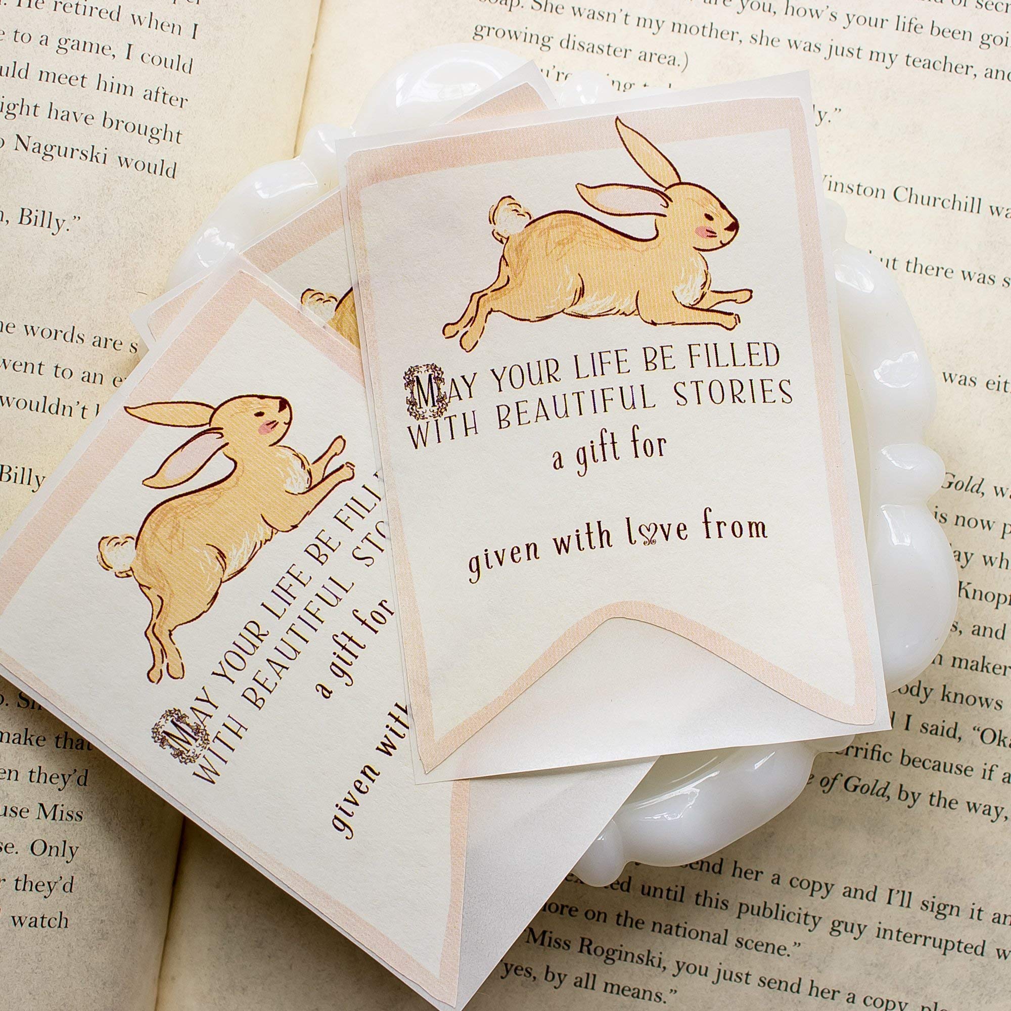 Personalized Bunny Bookplates for Baby Girl - Self Adhesive Custom Labels for Children's Books (Set of 10) - Perfect for Nursery Decor, Baby Shower Gifts & Kids' Book Organization