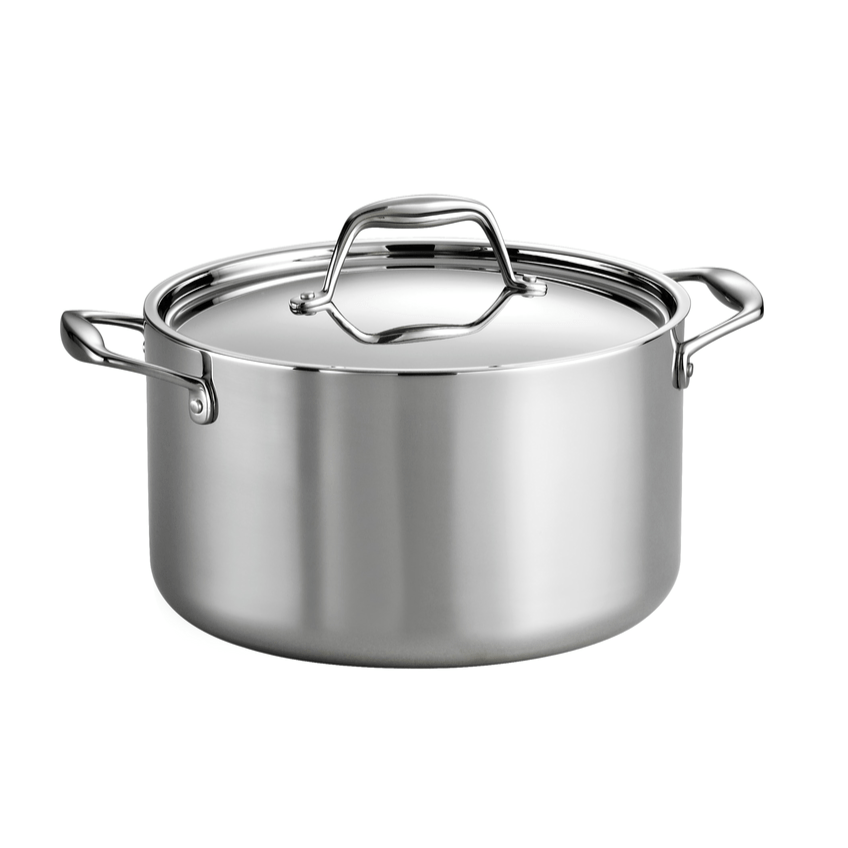 Tramontina Stainless Steel Gourmet Covered Stock Pot - 6 Quart & 8 Quart Options - Perfect for Soups, Stews, and Large Family Meals