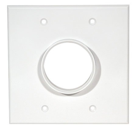 Double Gang Cable Pass Through Wall Plate - White with Headphone Jack | In-Wall Cable Management Solution for Home Theater, Office & Gaming Setup