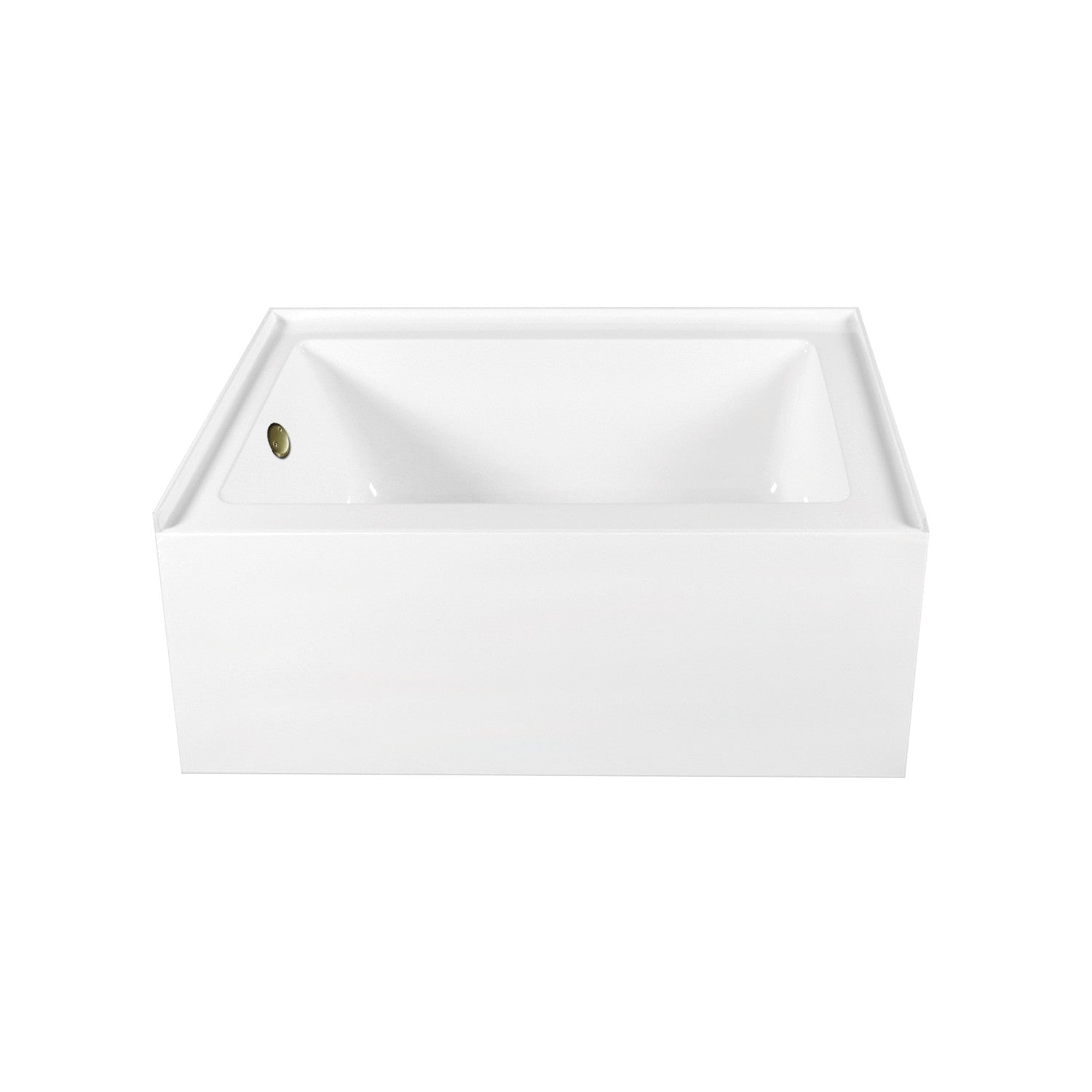Aqua Eden 60 Inch Acrylic Rectangular 3 Wall Alcove Bathtub Combo with Waste & Overflow Drain - Glossy White/Antique Brass Finish | Left Hand Drain | Perfect for Modern Bathroom Renovations & Spa-Like Retreats