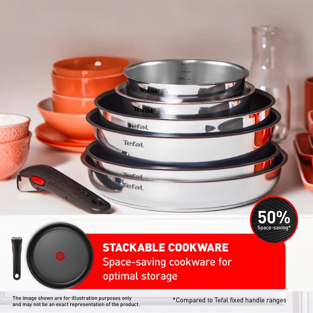 Tefal Ingenio Cook Eat Stackable Non-Stick Cookware Set - 15 Piece Kitchen Essentials for Easy Cooking & Storage | Perfect for Small Spaces & Everyday Meals