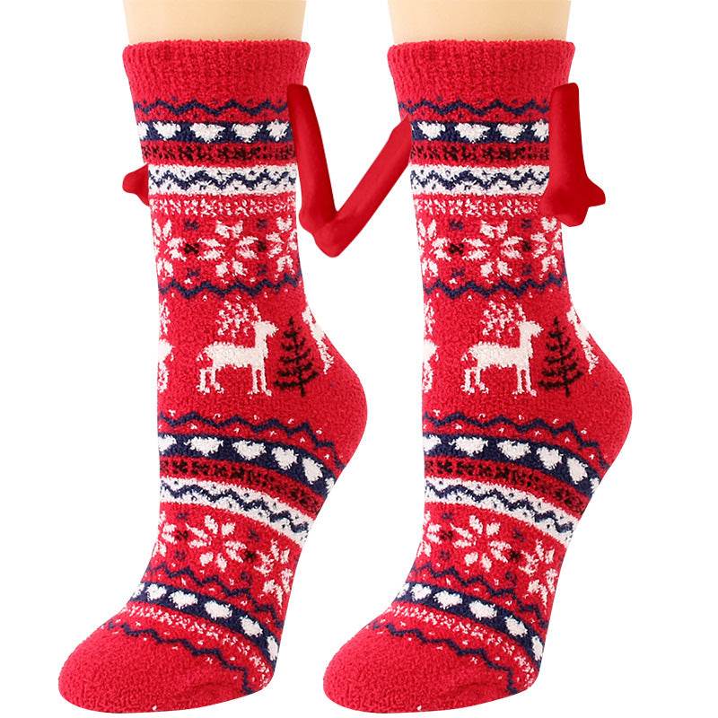 Hand In Hand Magnetic Christmas Socks - Festive Holiday Socks for Couples & Families - Perfect for Christmas Gifts, Stocking Stuffers & Winter Home Decor