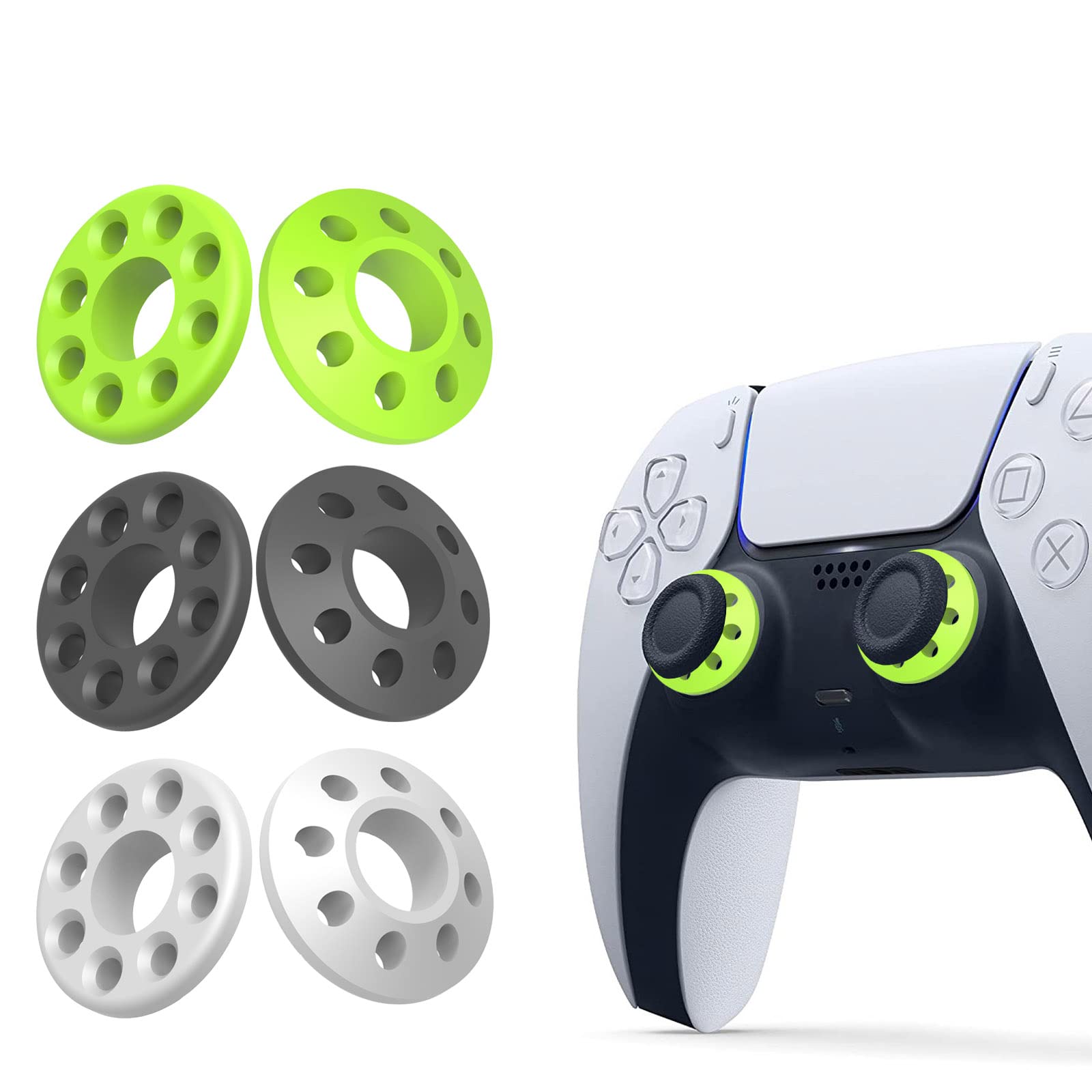 Precision Silicone Controller Rings for PS4, PS5, Xbox Series X/S, Xbox One S/X & Switch Pro - 6 Pack Aim Assist Gaming Accessories - Improve Accuracy for FPS, Racing & Sports Games