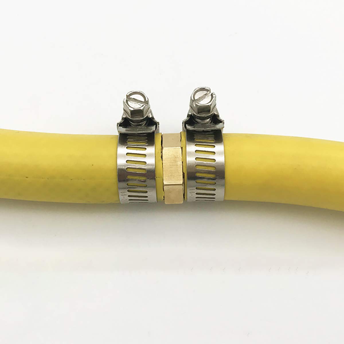 Hanobo 5 Pack 3/4 Inch Brass Pipe Connectors - Heavy Duty Metal Garden Hose Repair Mender with Stainless Steel Clamps - Perfect for Outdoor Watering, Irrigation Systems & DIY Plumbing Repairs