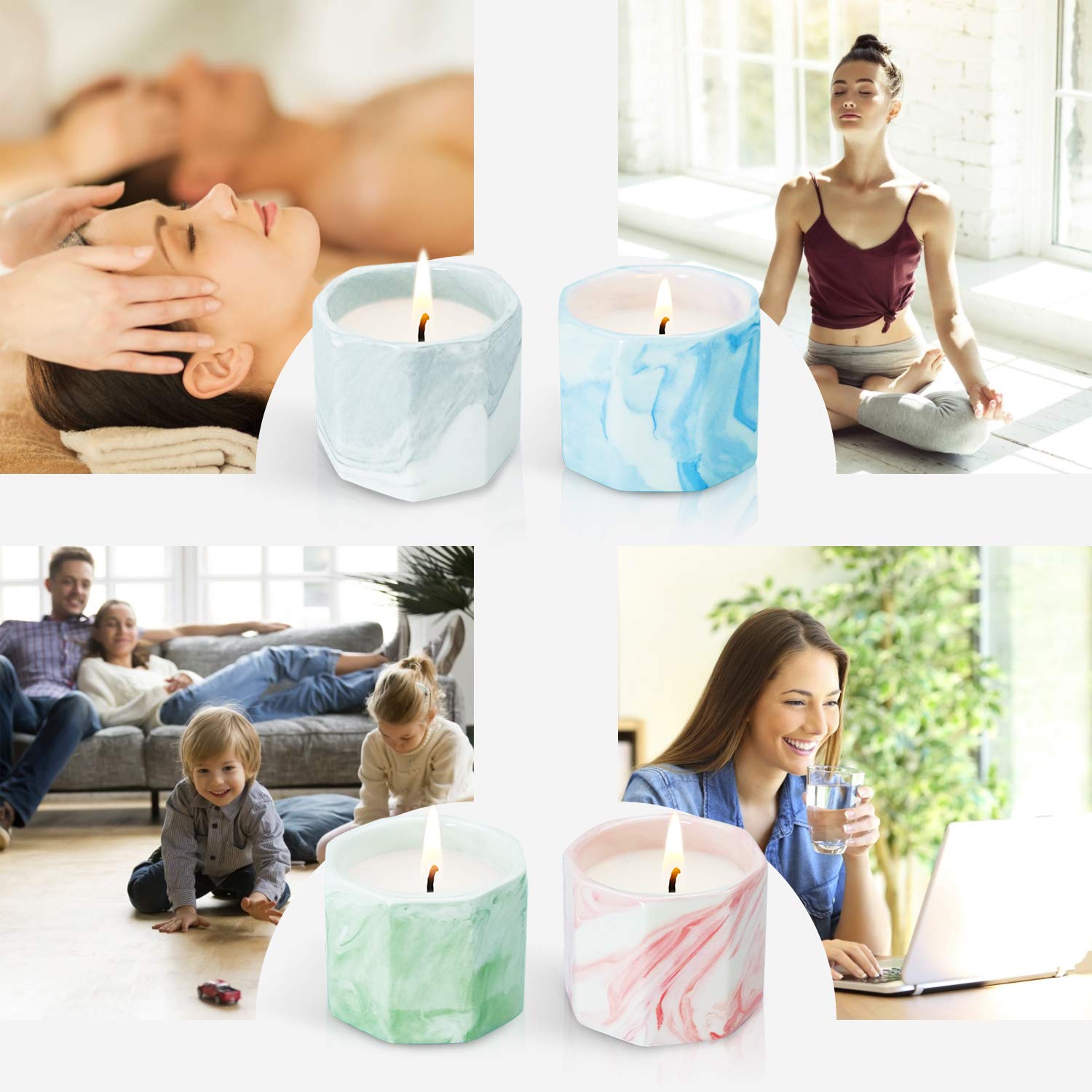 Aromatherapy Soy Wax Candles Set - 4x2oz, Gifts for Home & Relaxation