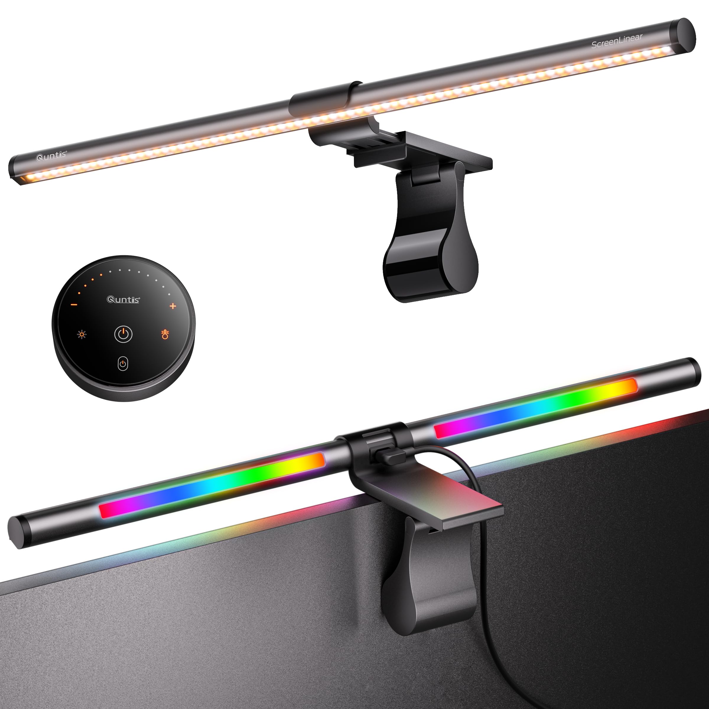 Quntis 51cm USB Computer Monitor Light Bar with Remote Control - 88+32 LED RGB Gaming Desk Lamp, 15 Adjustable Color Ambient Lighting for PC Screen - Perfect for Gaming, Work, and Eye Protection