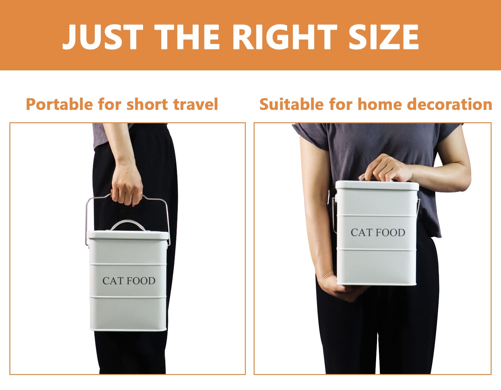 Premium Cat Treats & Food Storage Tin with Lid & Spoon - Airtight Pet Food Container for Freshness - Perfect for Travel, Home & Kitchen Use