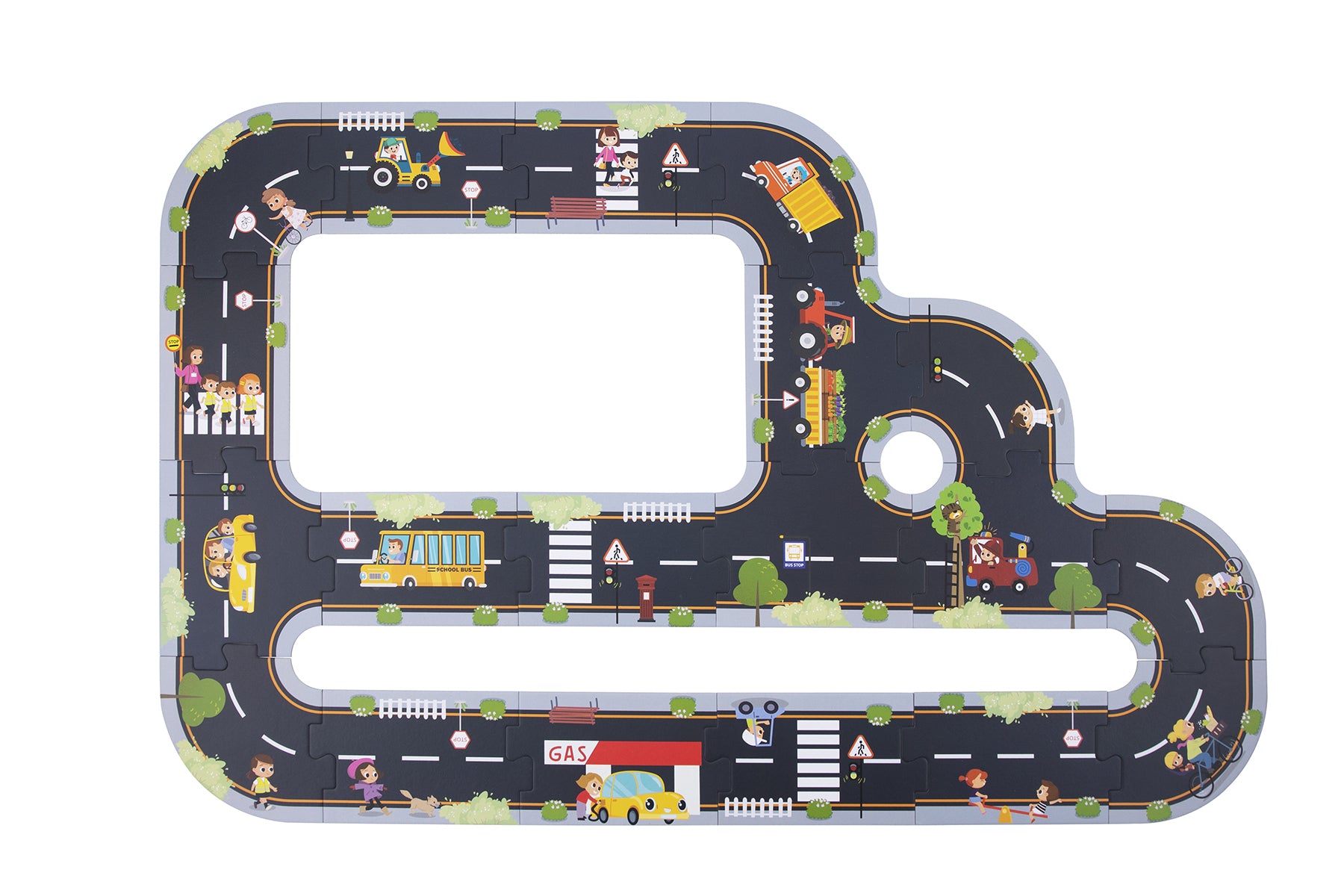City Road 21 Piece Puzzle Play Set for Kids - Educational Toddler Toy with Vehicles & Buildings - Perfect for Preschool Learning & Family Game Night