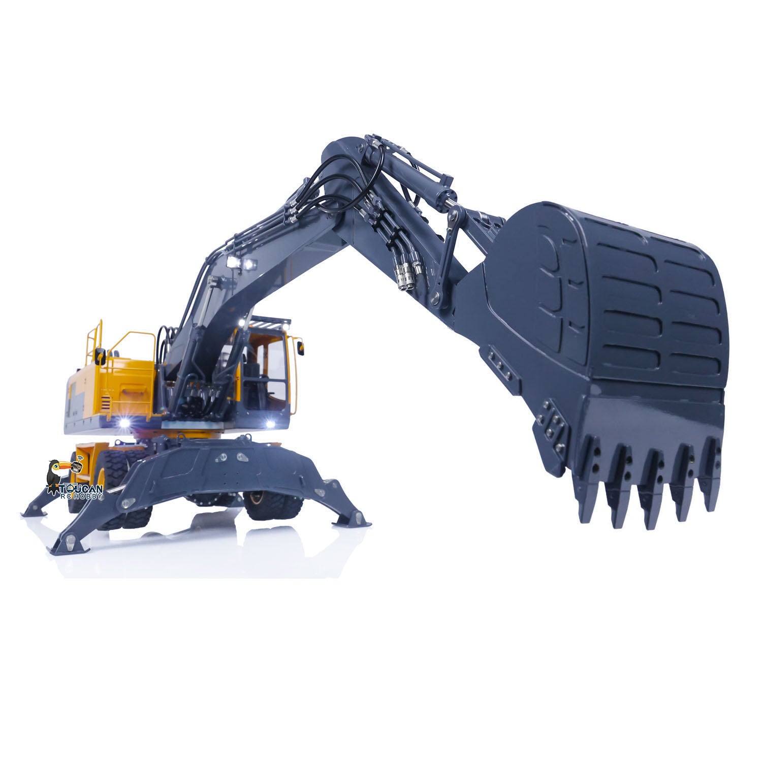 1/14 Scale LESU RC Metal Hydraulic Wheeled Excavator Model - ET30H with Pump Cabin, Sticker Display, Grapple, Ripper Bucket & Scraper Compactor - Perfect for Construction Toy Collection, RC Hobbyists and Model Display Scenes