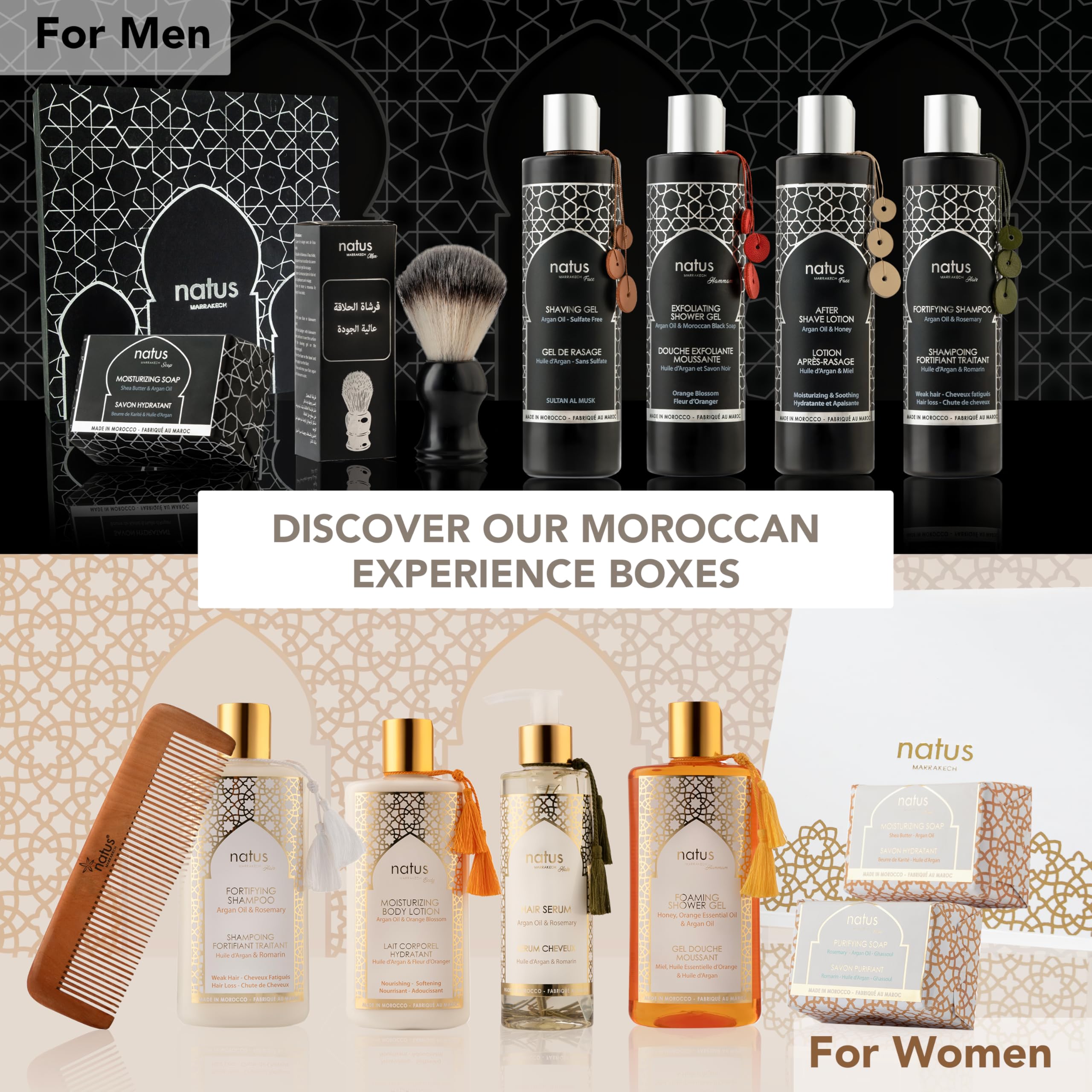 Premium Men's Grooming Kit with Argan Oil - Natural Vegan Soap, Shampoo, Shower Gel, Shaving Cream & Aftershave Balm Set for All Skin & Hair Types - Includes Handmade Brush - Perfect for Travel, Gifts & Daily Skincare Routine