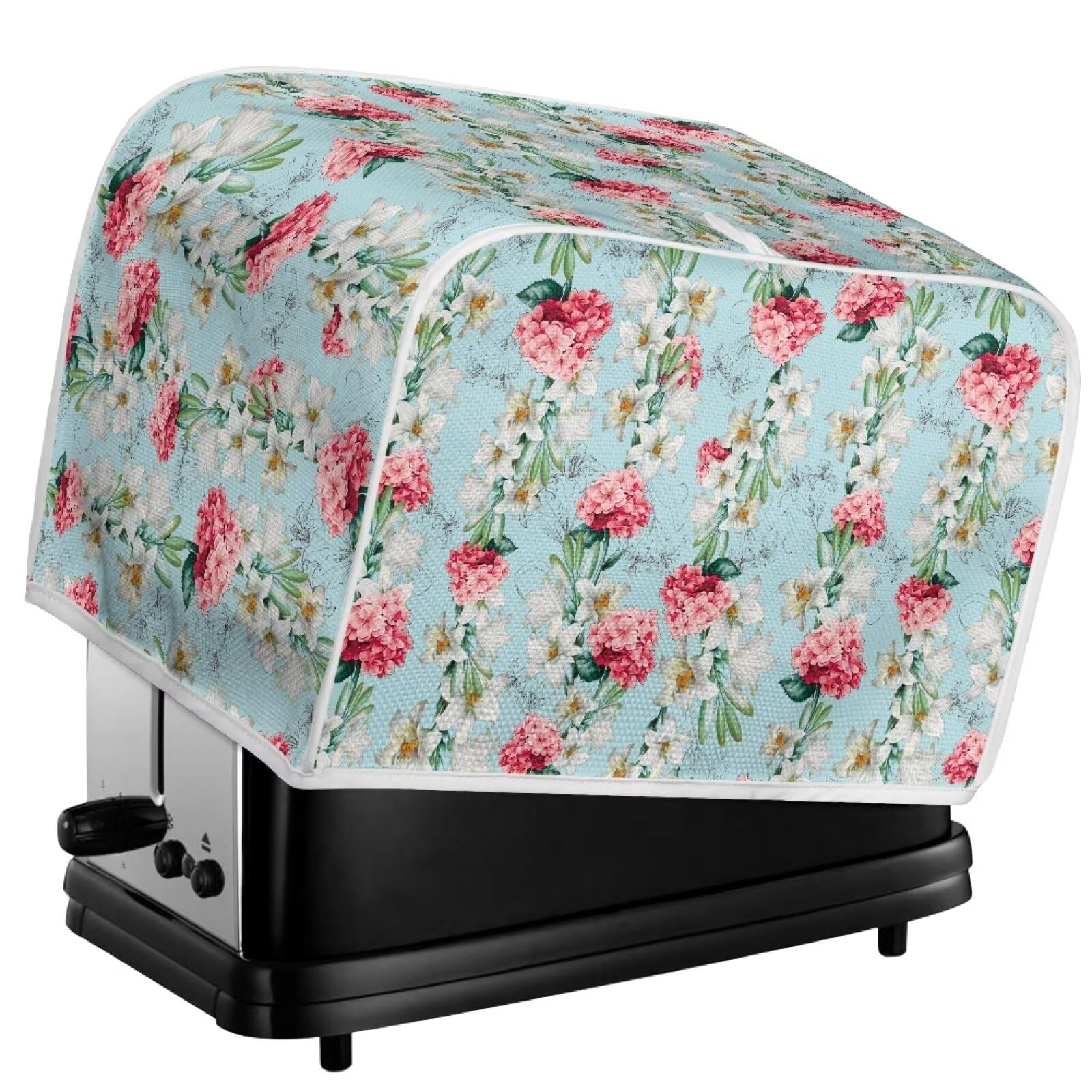Lotus Orchid Lily Print 4-Slice Toaster Oven Cover - Fingerprint Protection Bakeware Protector, Washable Bread Maker Cover for Kitchen Accessories (Green) - Perfect for Countertop Protection & Kitchen Decor