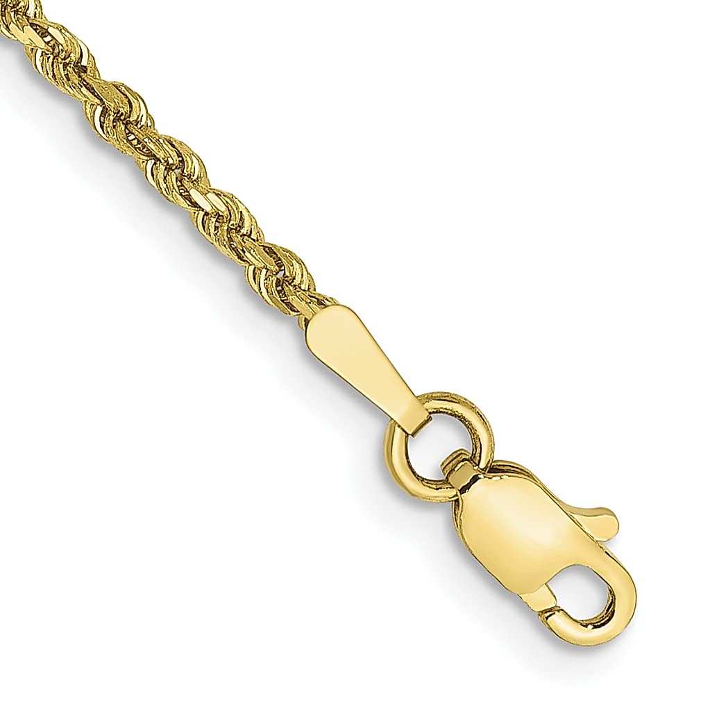 10K Yellow Gold 1.75mm Rope Chain Bracelet for Women - 8 Inch Dainty Link Jewelry Gift for Her - Perfect for Everyday Wear, Anniversaries & Special Occasions