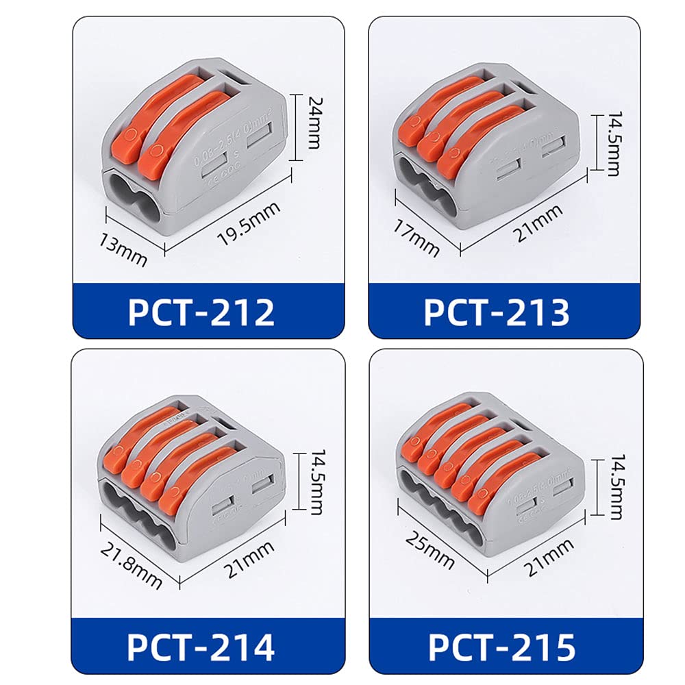 Lever Nut Wire Connector - 50PCS 4P-PCT-214 Compact Electrical Terminal Blocks for Secure Push-in Cable Connections | Ideal for Home Wiring, DIY Projects & Electrical Repairs