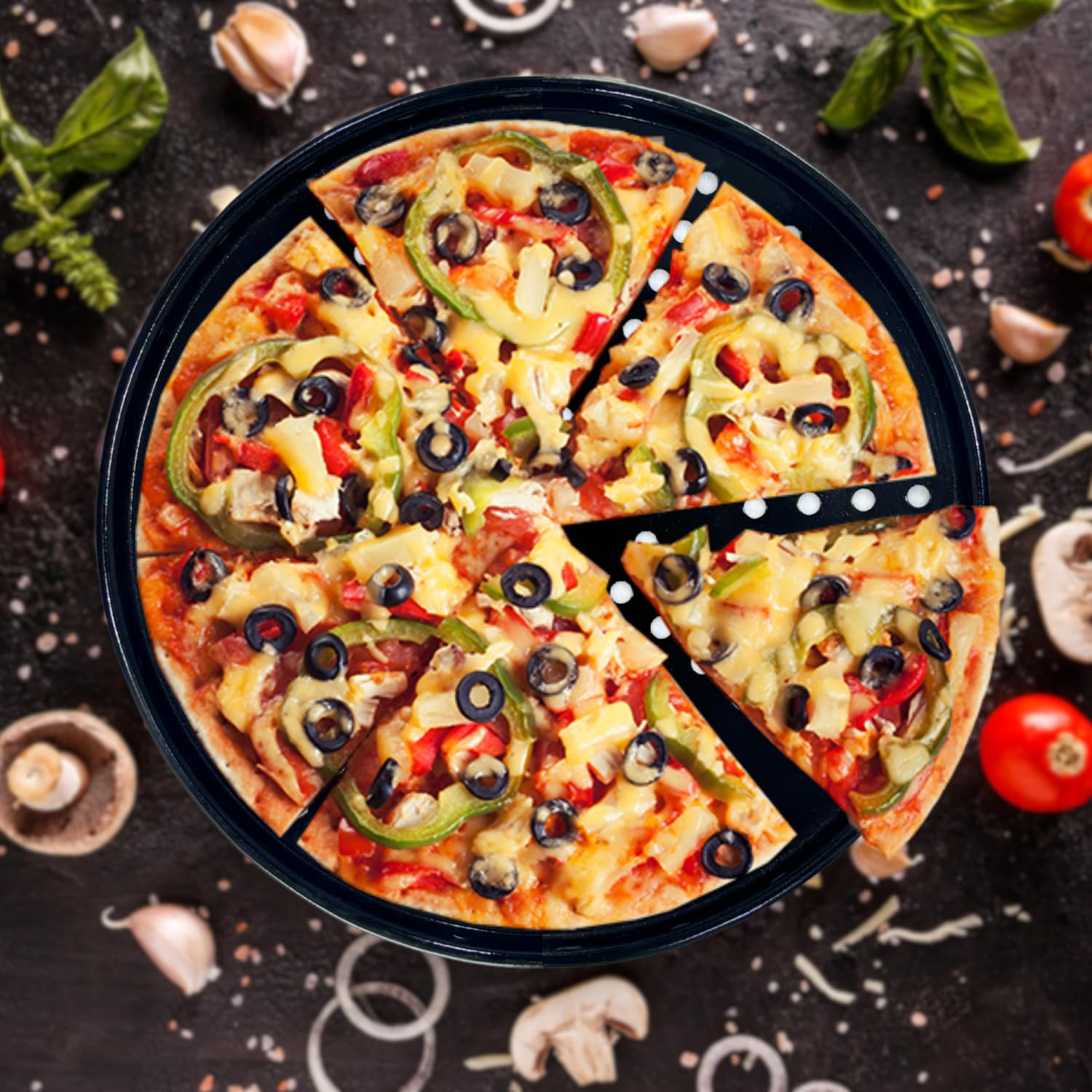 Premium Carbon Steel Pizza Pan for Oven, Microwave & OTG - 12 Inch Round Non-Stick Baking Tray (Black) - Perfect for Homemade Pizza, Bread & Pastries - Set of 1