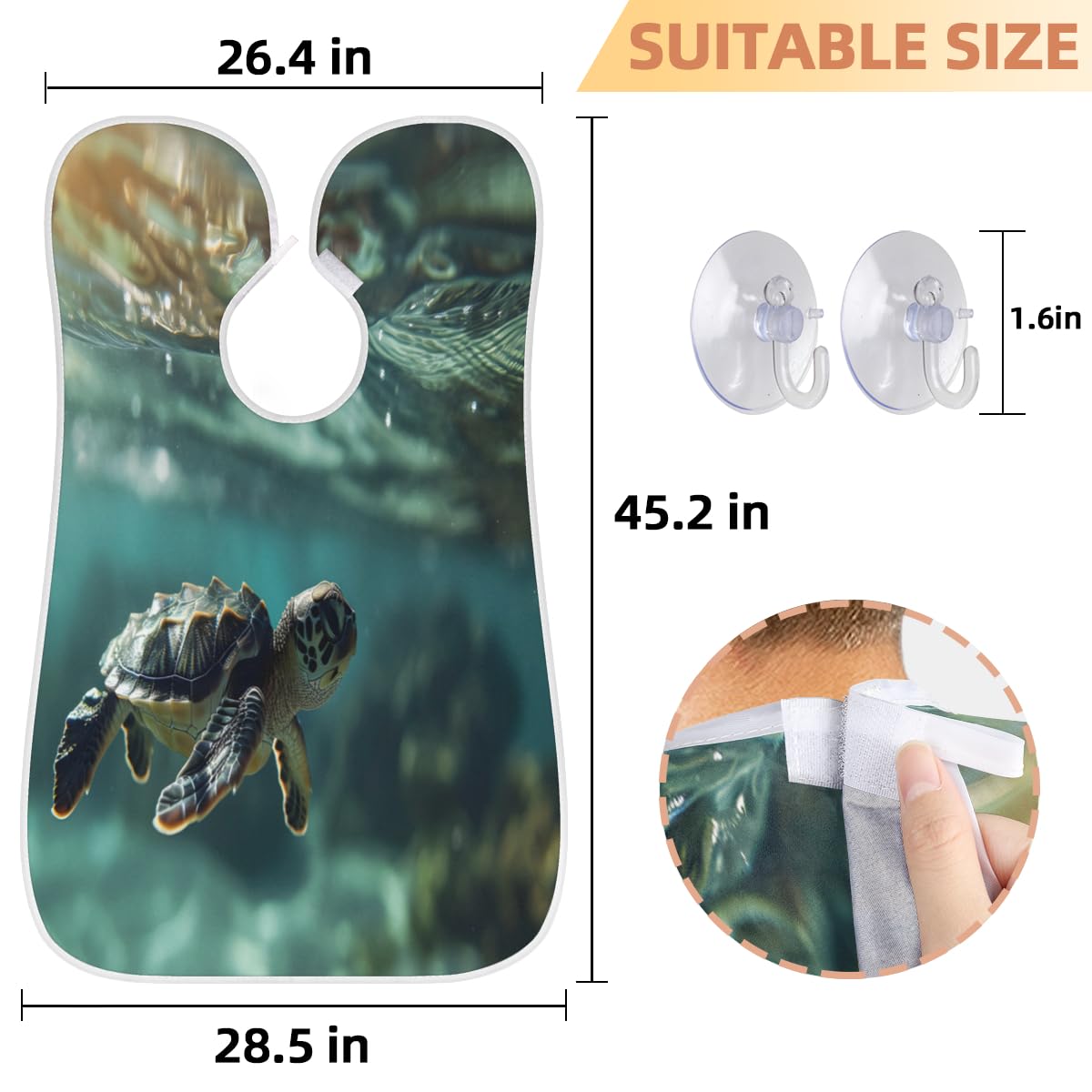 Turtle Ocean Print Beard Shaving Bib for Men | Waterproof Hair Dye Apron for Women | Barber Cape for Haircut & Beard Trimming | Sink Hair Catcher | Perfect Gift for Barbers & Stylists - Ideal for Salon, Home Grooming & Professional Use