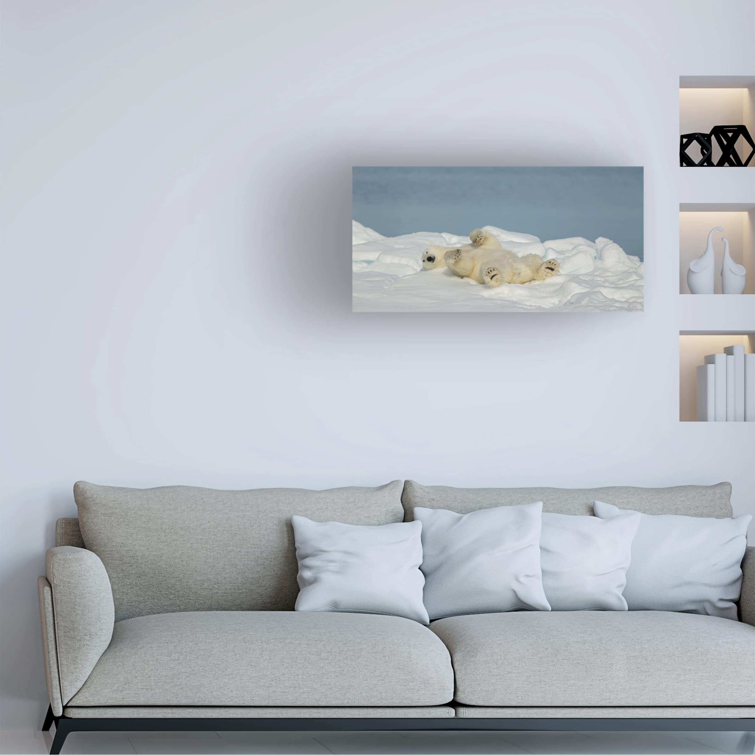 Trademark Fine Art 'Polar Bear in Relax' Canvas Wall Art by Joan Gil Raga - Stunning Wildlife Home Decor for Living Room, Bedroom & Office