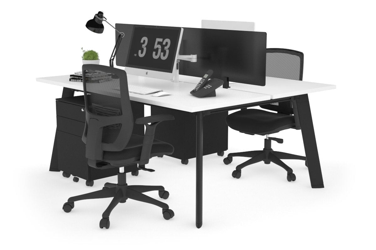 2-Person Workstation with Black Frame - 1200L x 700W Office Desk for Collaborative Workspaces | Perfect for Home Office, Coworking Spaces & Team Projects