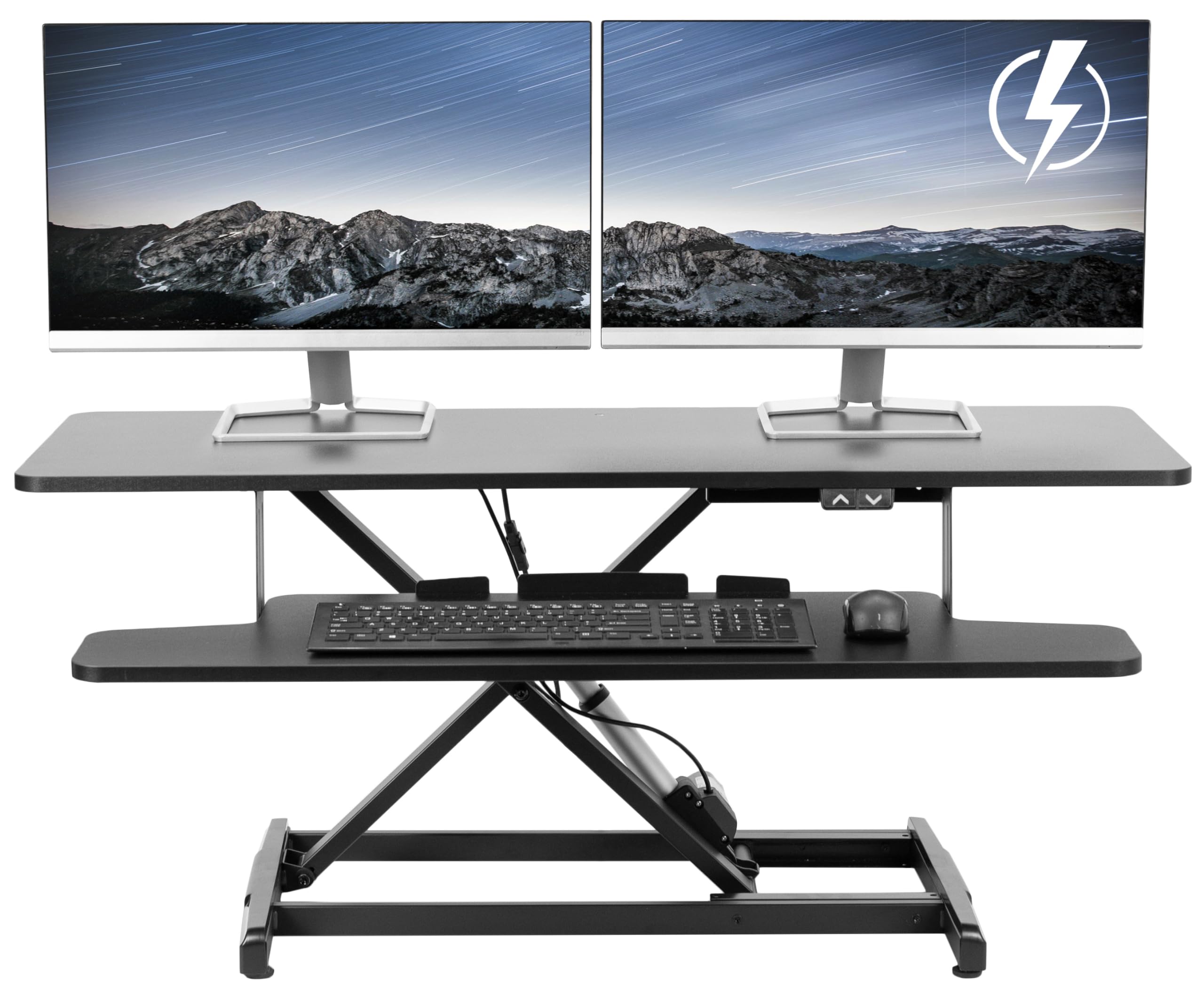 VIVO 42 Inch Electric Height Adjustable Standing Desk Converter - Dual Monitor & Laptop Workstation with Wide Keyboard Tray, Black (DESK-VE42B) - Perfect for Home Office, Gaming Setup, and Ergonomic Workspace
