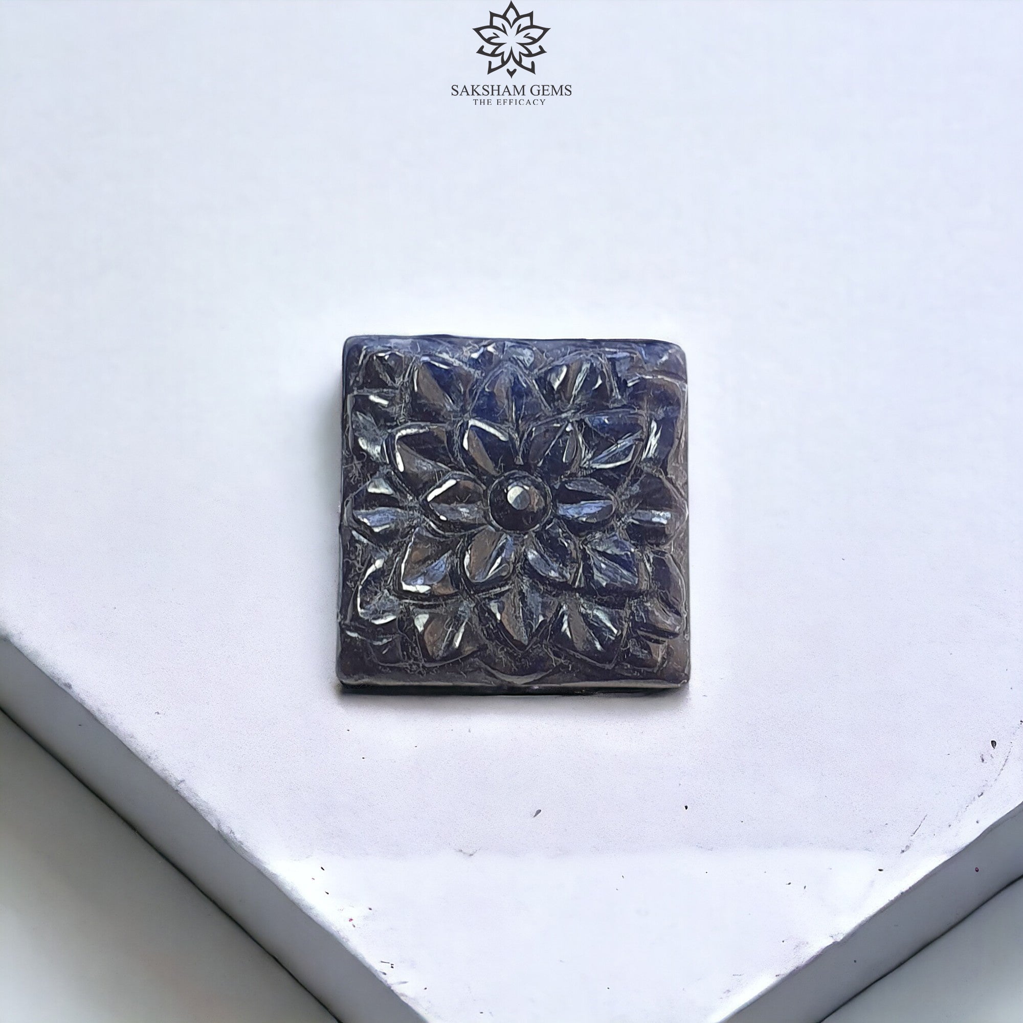 Natural Deep Blue Sapphire Gemstone Carving - 27.00cts Untreated Unheated Square Sapphire (19x27mm) for Jewelry Making, Engagement Rings & Luxury Gifts