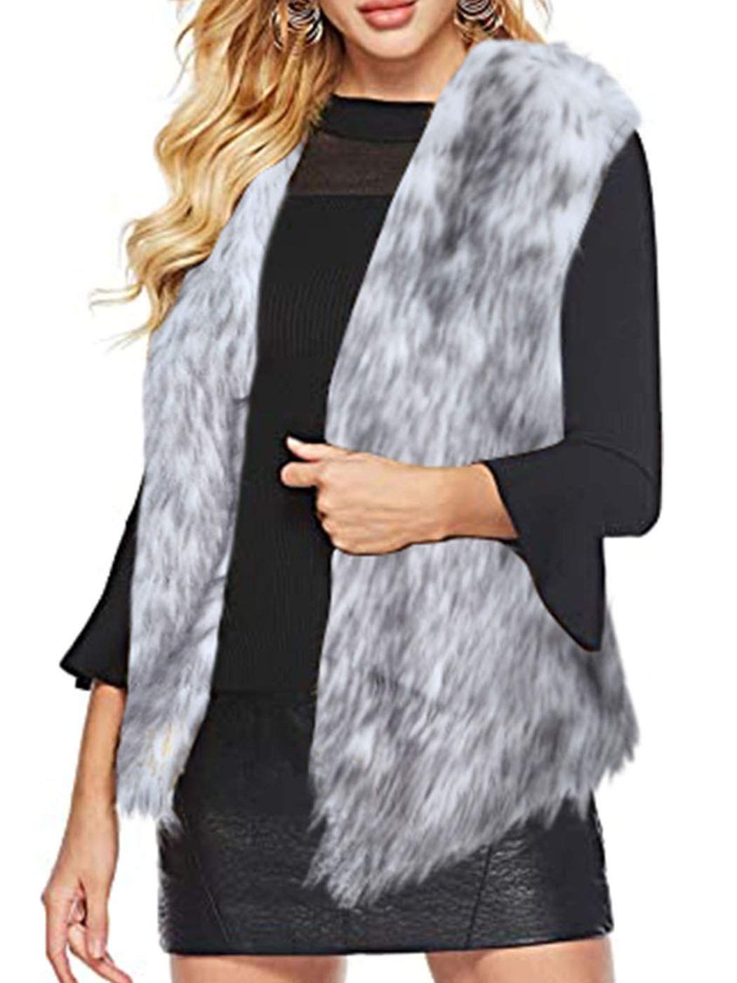 Aukmla Women's Faux Fur Vest - Short Sleeveless Coat Jacket for Winter, Warm Waistcoat Outwear for Spring, Autumn & Winter | Perfect for Casual Outings, Office Wear & Holiday Parties
