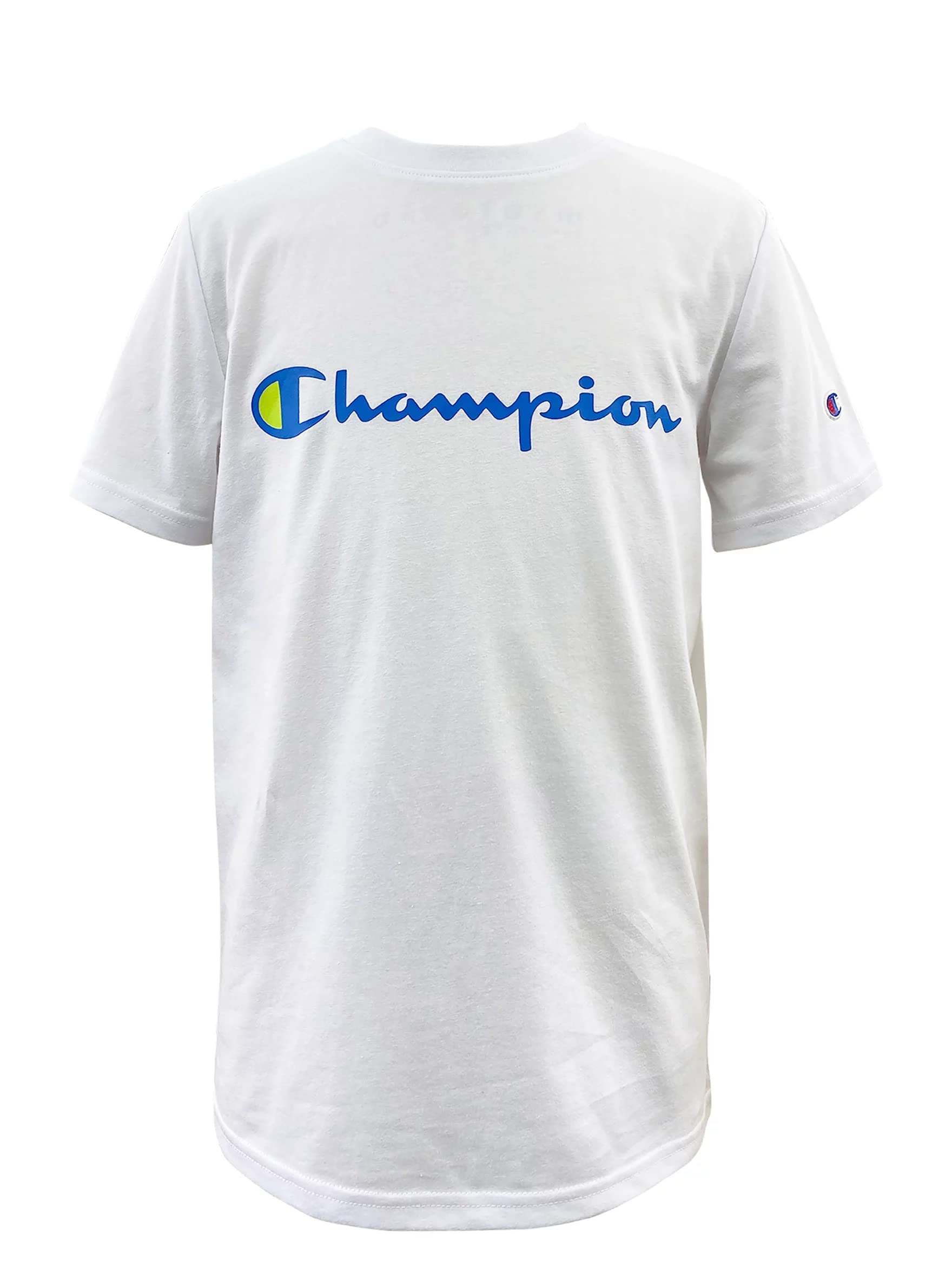 Champion Boys' 8-20 Short Sleeve Graphic T-Shirt - White, Blue, Green - Small Size - Casual Wear for School, Play & Everyday Outfits