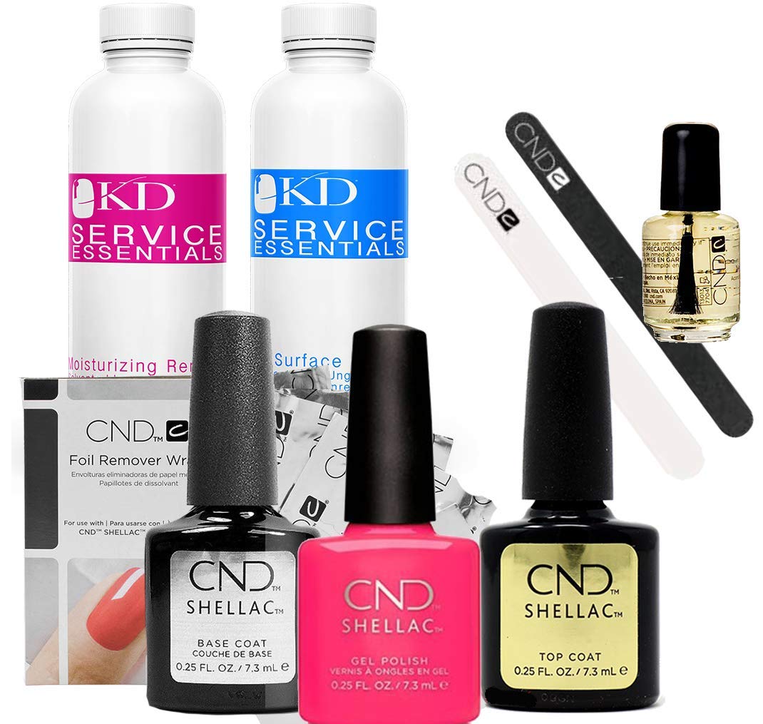 CND Shellac Starter Kit - Professional Manicure & Pedicure Set with Pink Bikini Color | At-Home Nail Salon, DIY Gel Polish Starter Kit for Women