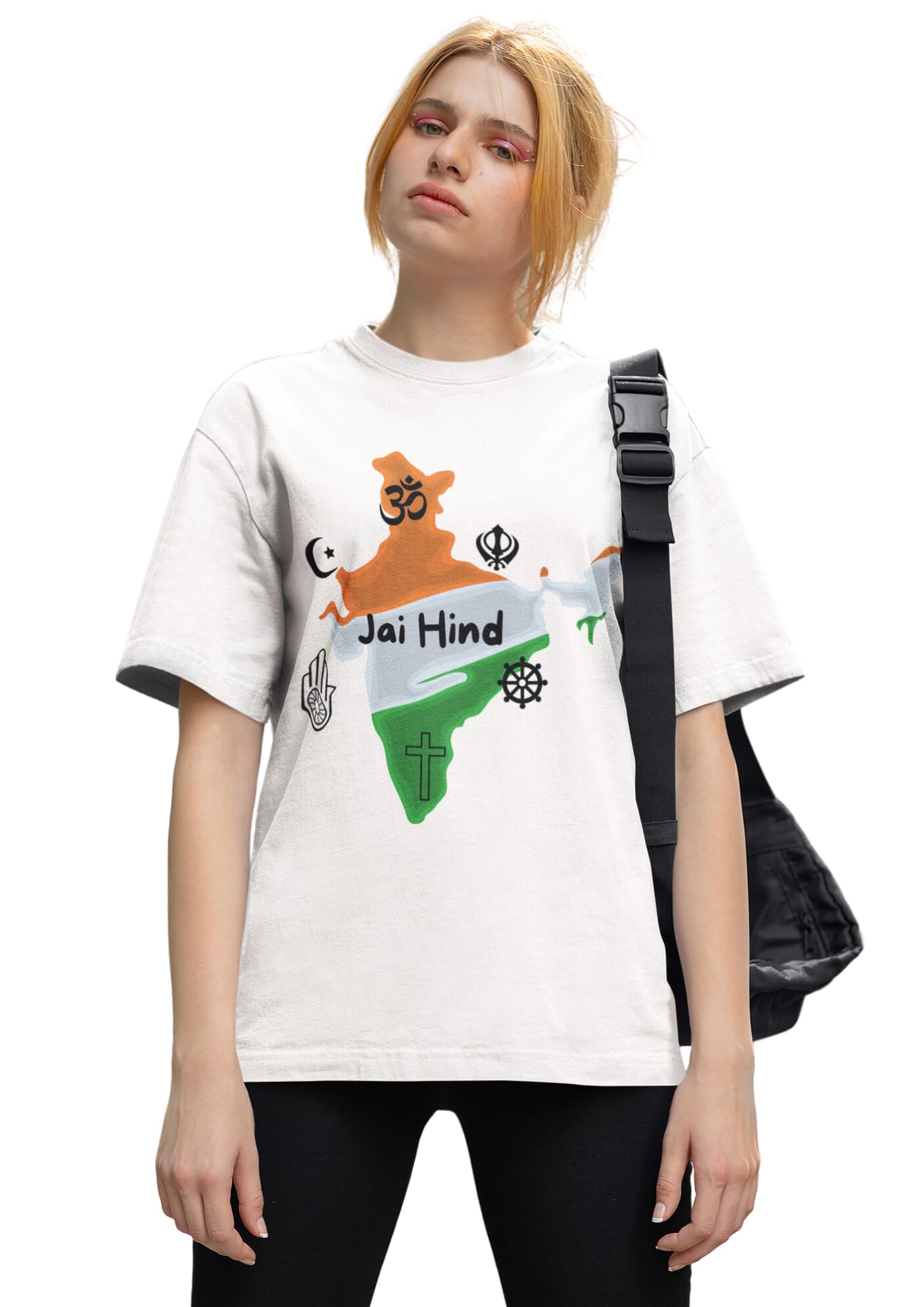 Eshaaver® Women's 15 August Independence Day Printed Polyester T-Shirt - White | Patriotic Holiday Outfit for Festivals & National Celebrations