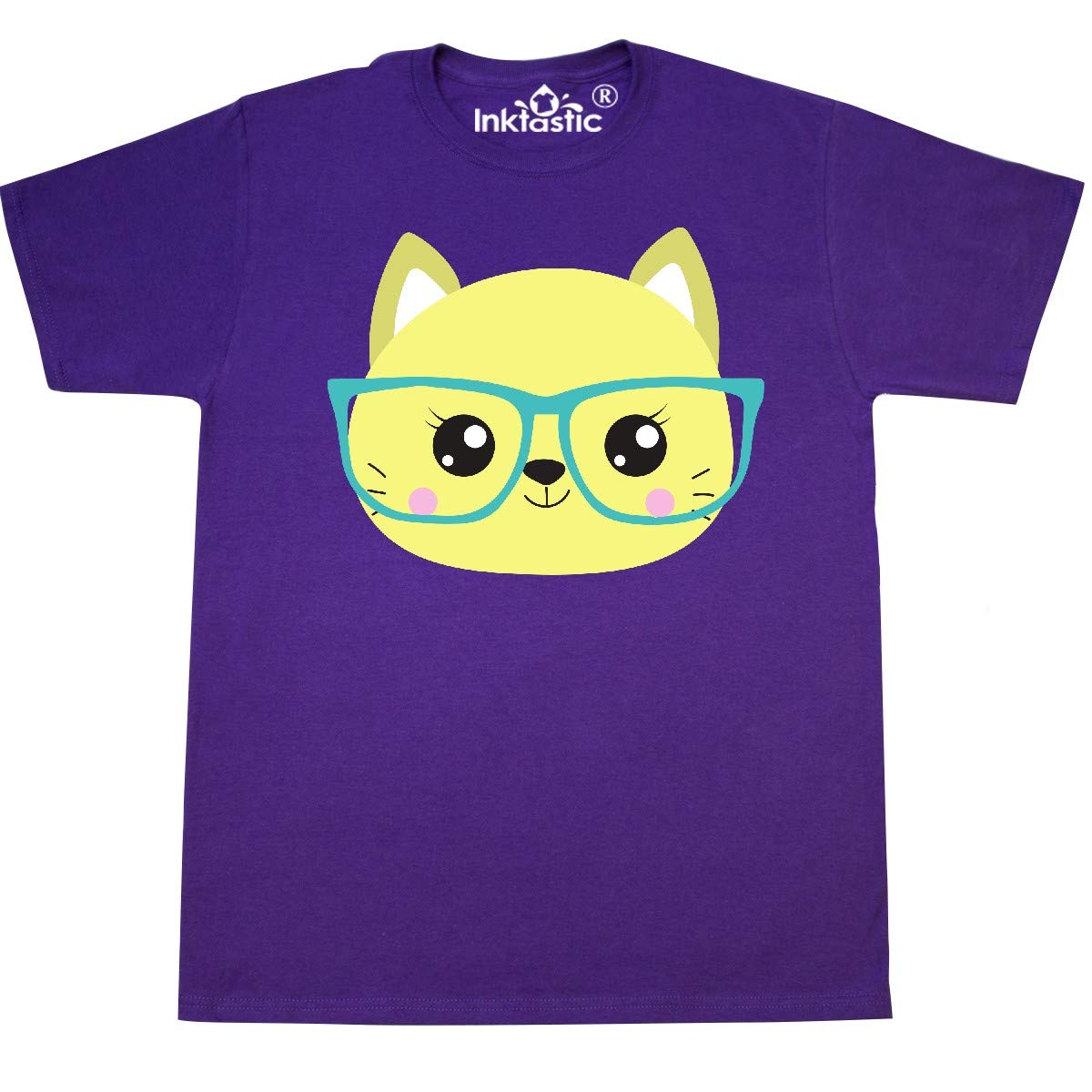 Inktastic Hipster Cat with Glasses - Cute Kitten Graphic T-Shirt for Women & Men | Perfect for Casual Wear, Cat Lovers & Funny Gift Ideas