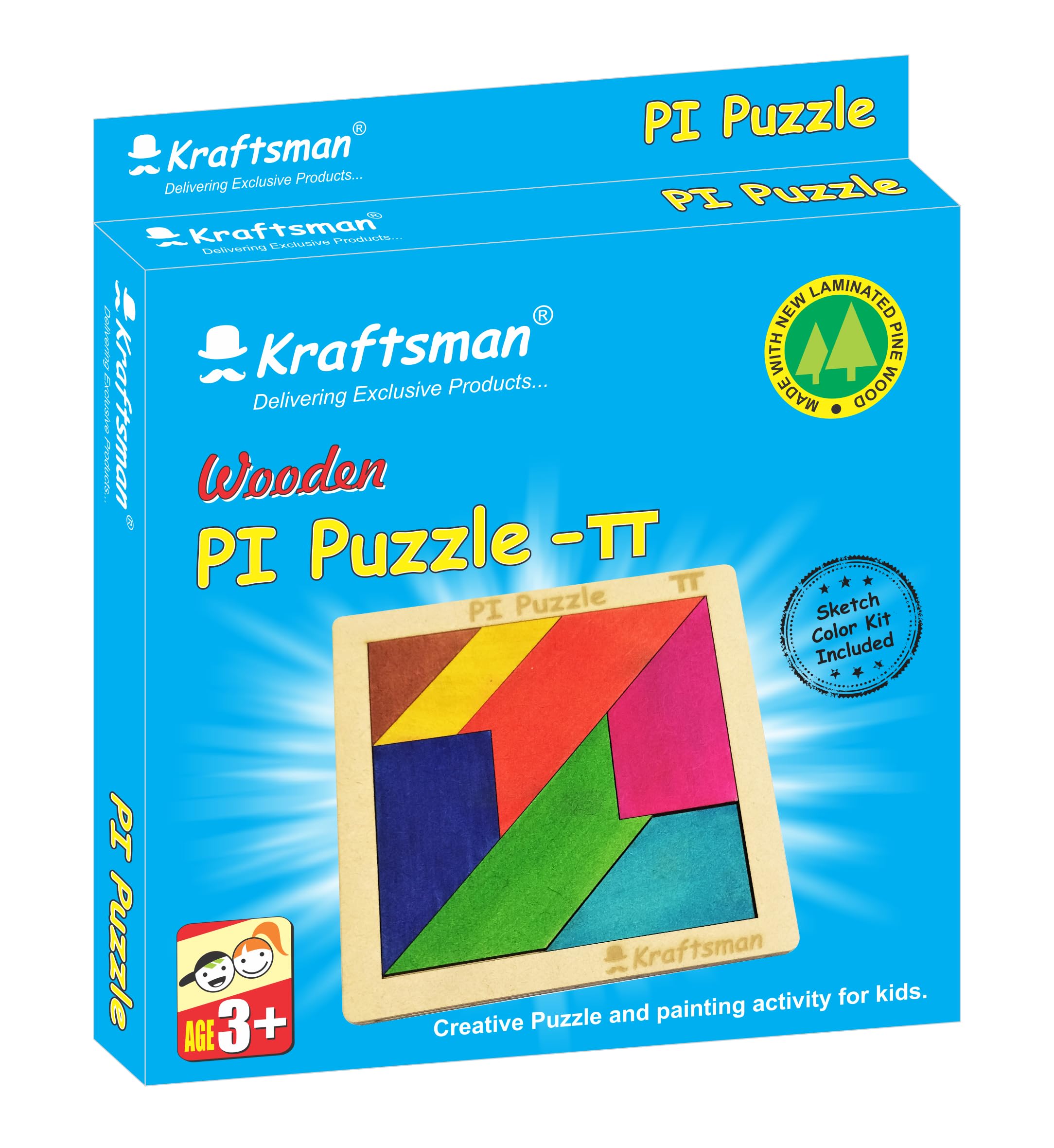 Kraftsman Color Your Puzzle - Fun Travel & Educational Board Game for Kids Ages 4+ | Creative Learning Activity for Road Trips & Family Game Nights (PI Puzzle)