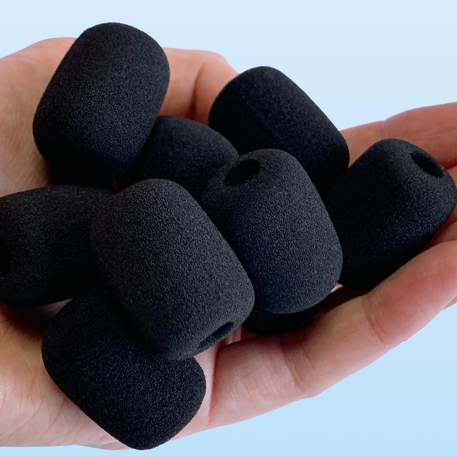 10 Pack Black Foam Windscreen Covers for Lapel Microphones - Mini Size Noise Reduction & Protection for Podcasting, Interviews, and Public Speaking